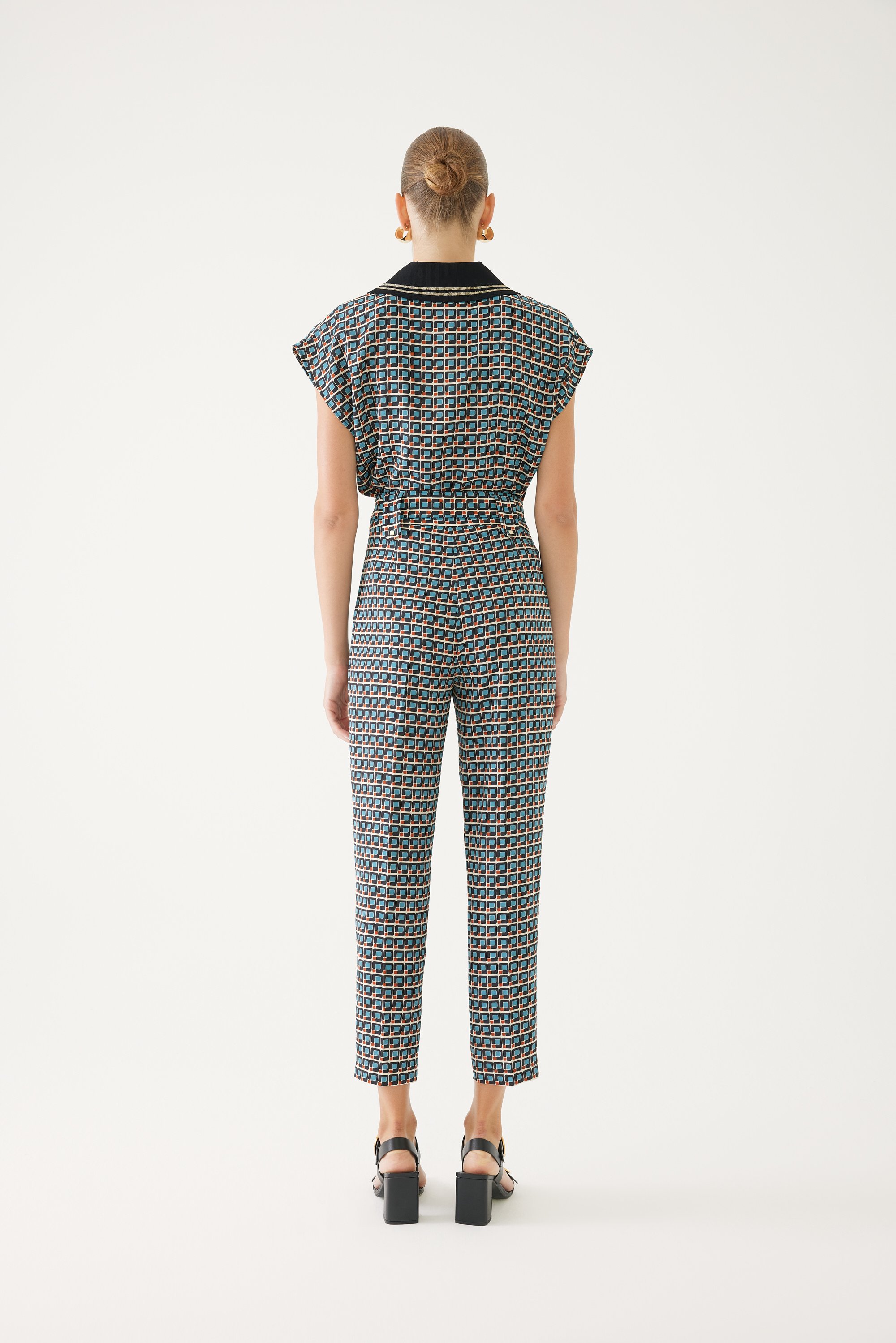 Mixed Pattern Ankle Cut Pants