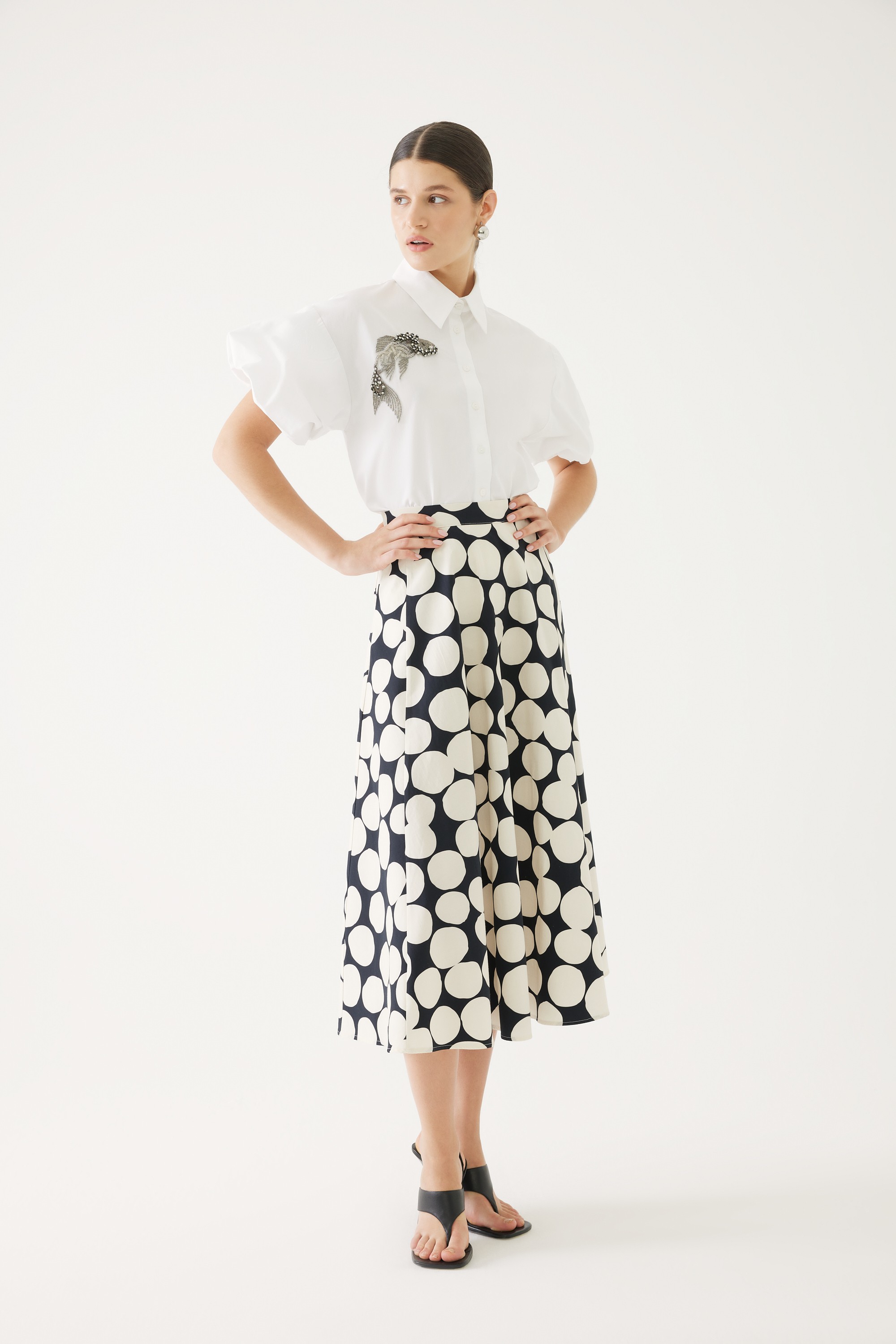 Midi Length Flared Skirt