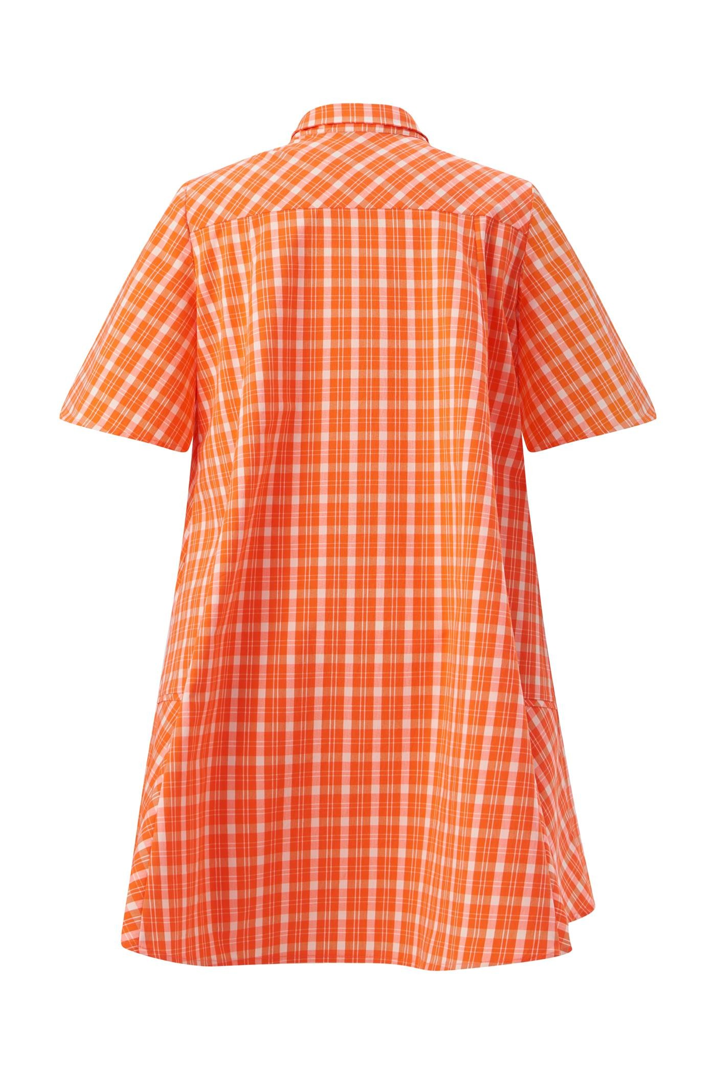 Short Sleeve Checkered Mini Shirt Dress