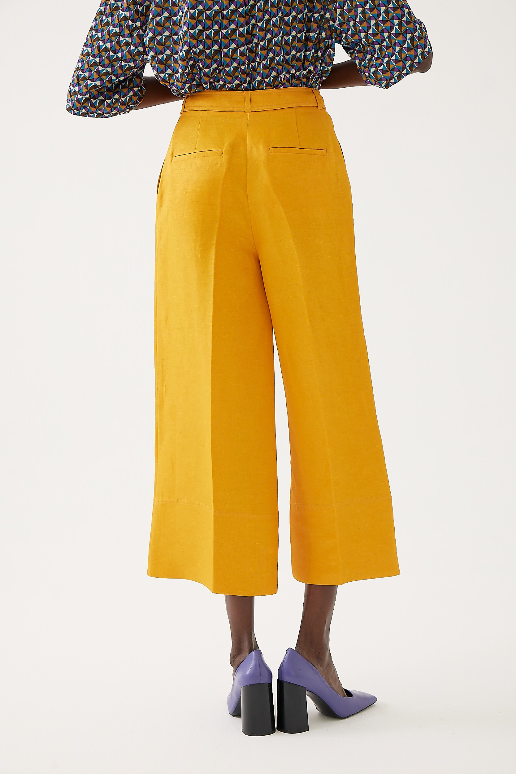 Belted Wide-leg Regular Pants