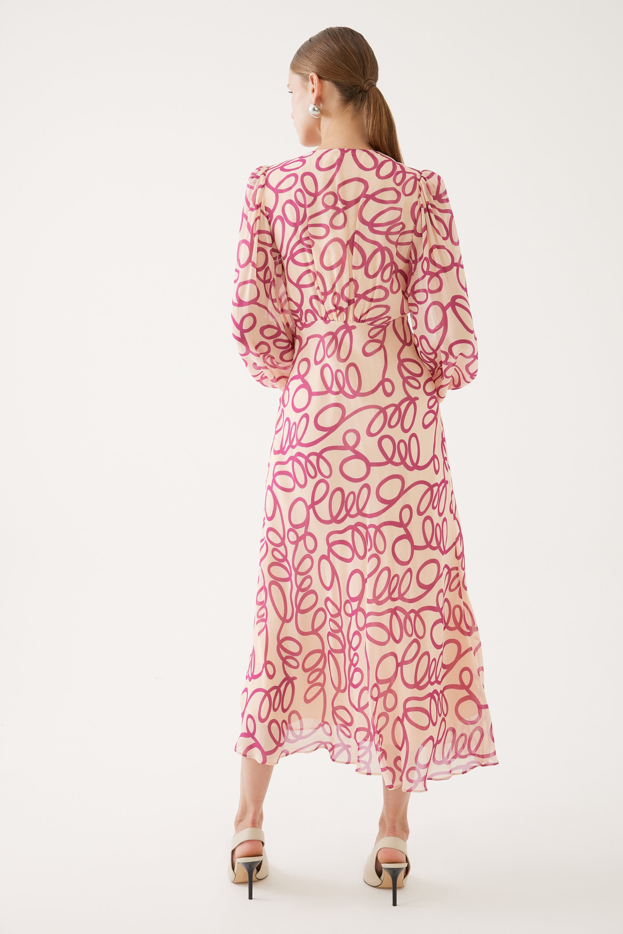 Balloon Sleeve Patterned Dress