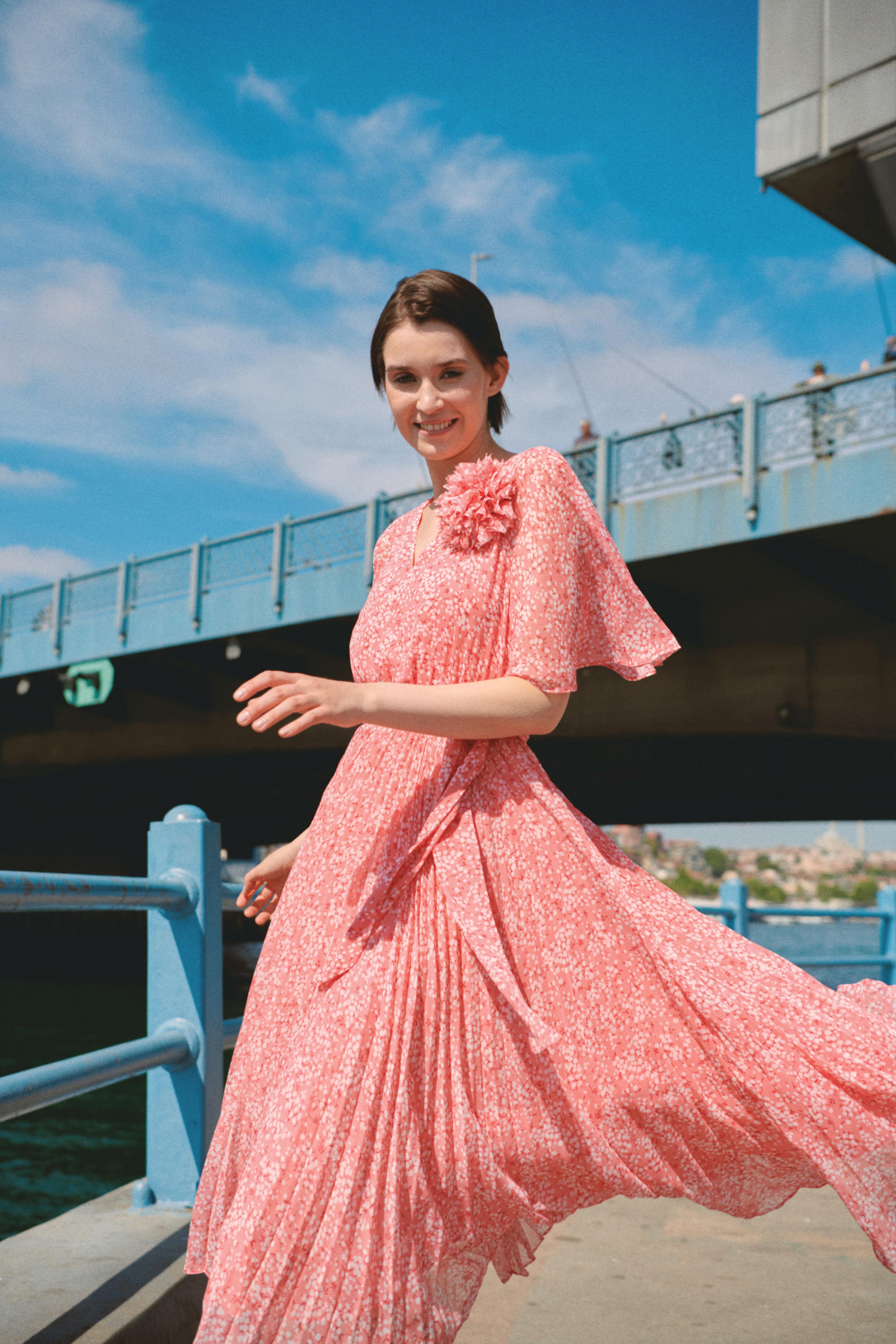 Pink flared dress