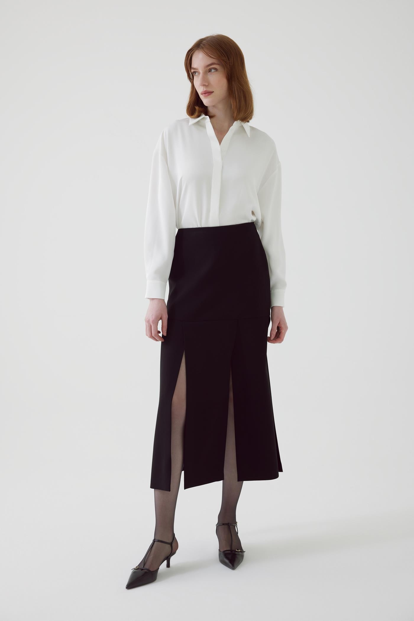 Split Regular Black Skirt