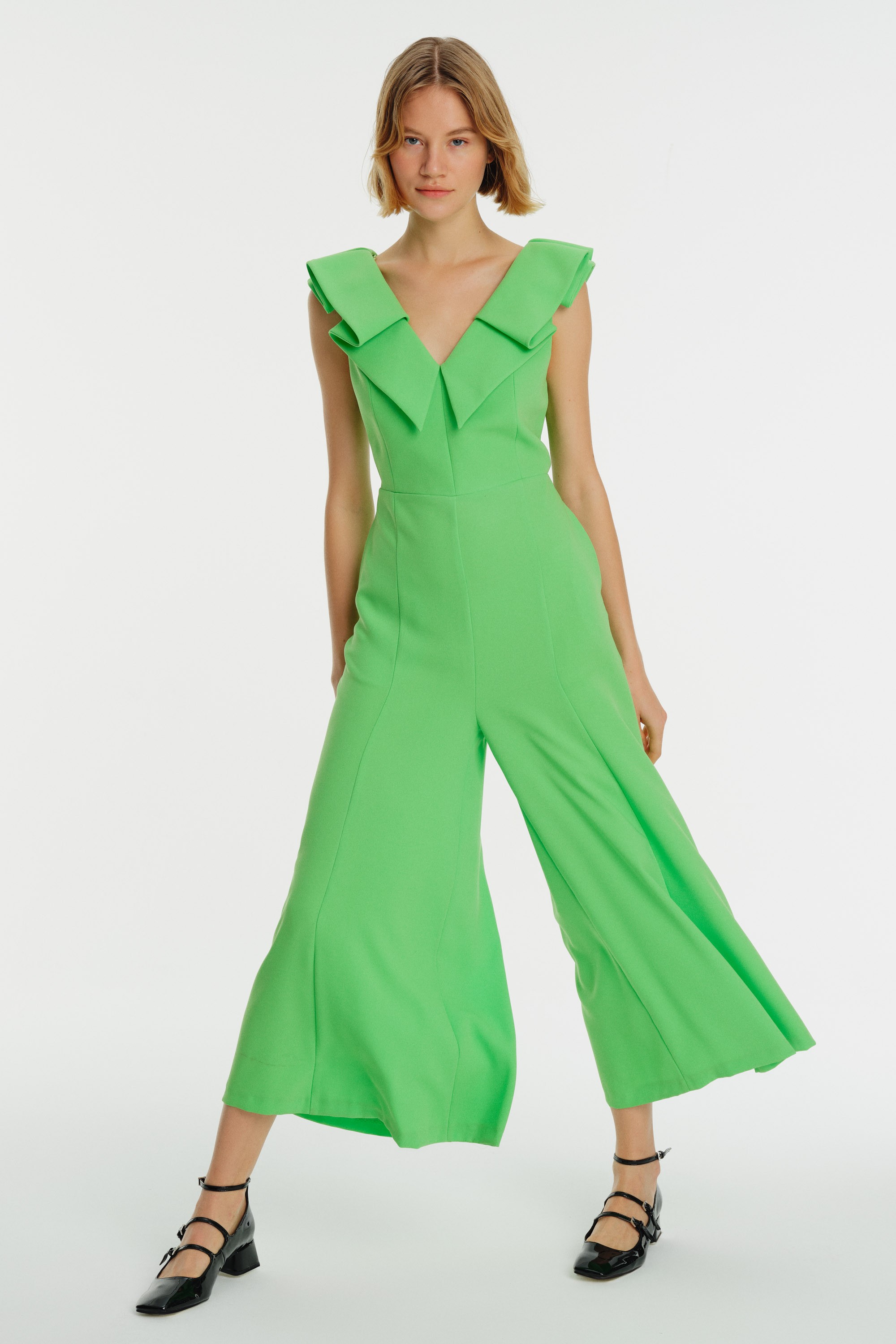 Sleeveless V-Neck Wide-Leg Jumpsuit