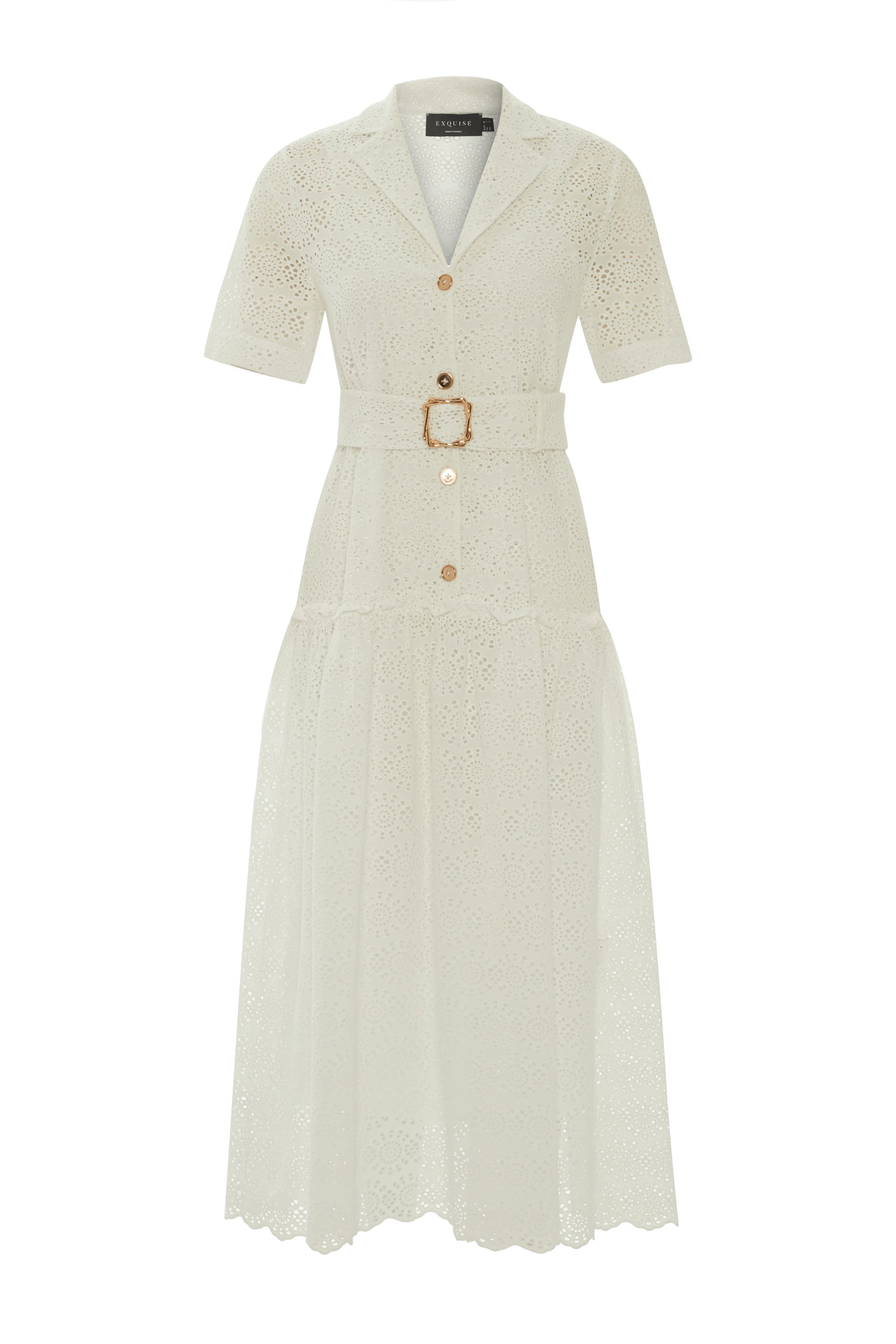 Shirt Collar White Dress