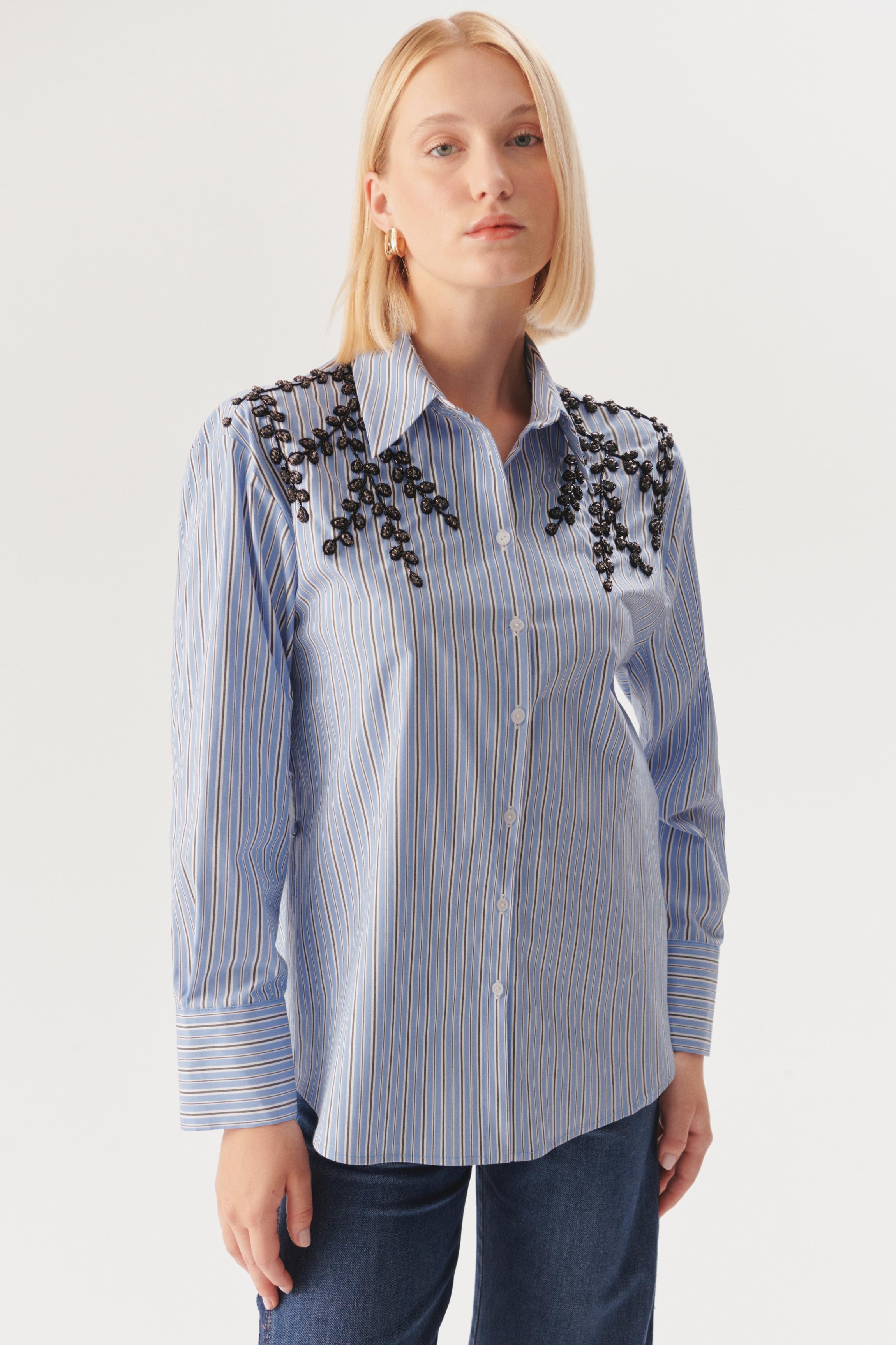 Elegant Beaded Work Shirt