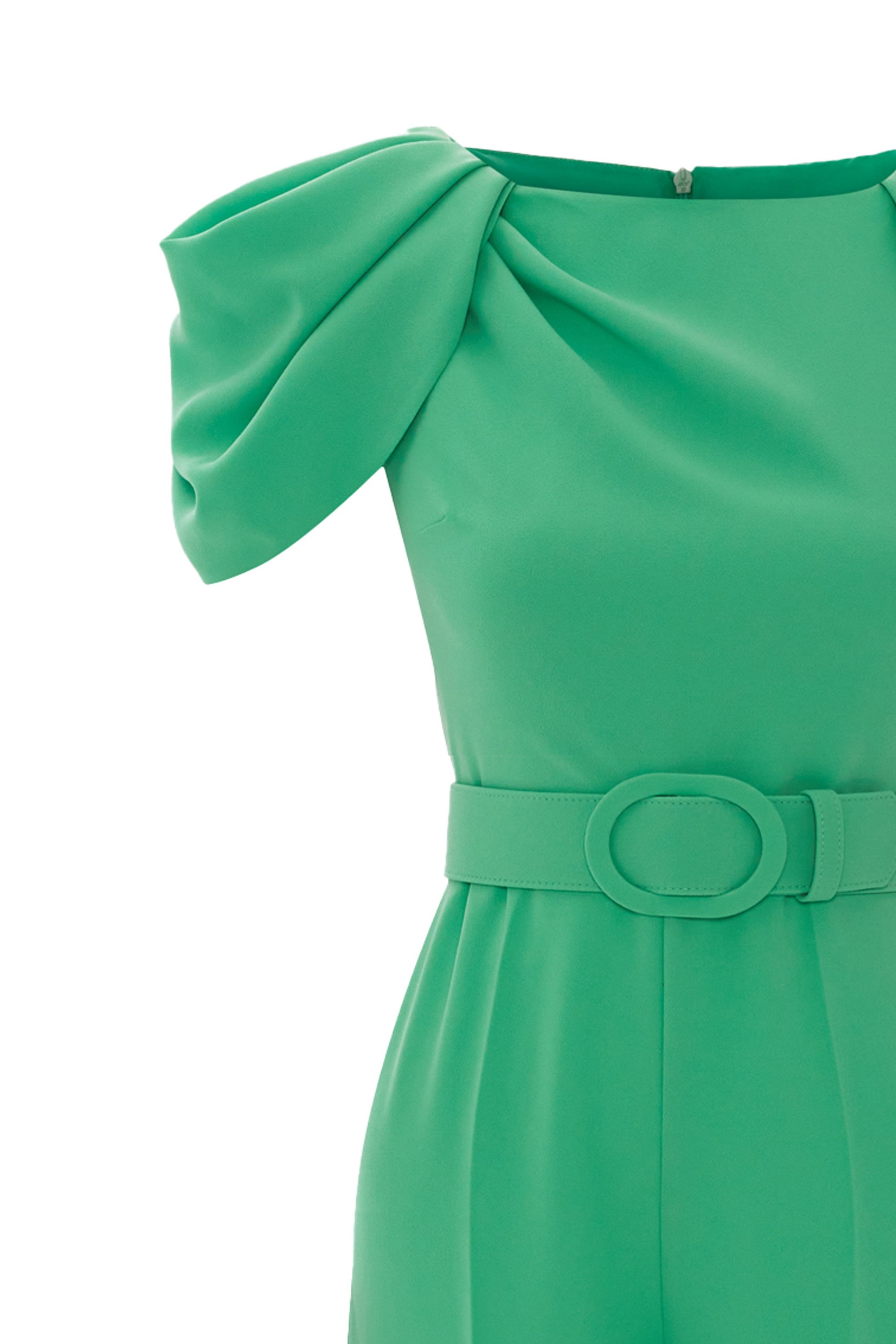 Sleeve Detailed Belted Jumpsuit