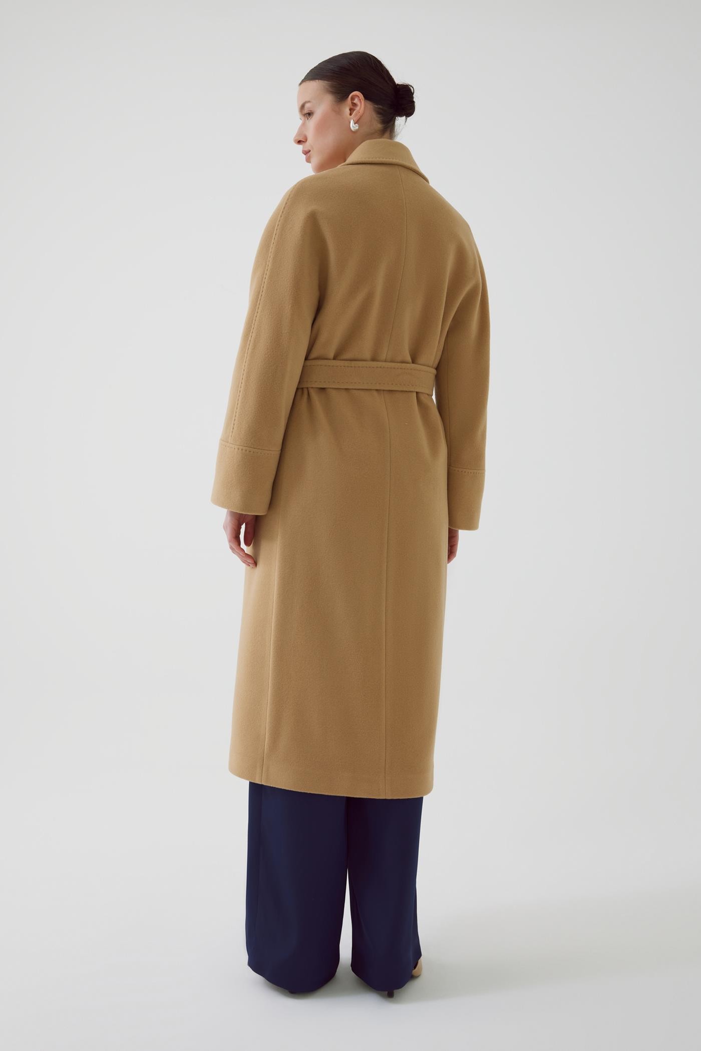 Double-breasted Regular Belted Cashmere Camel Coat