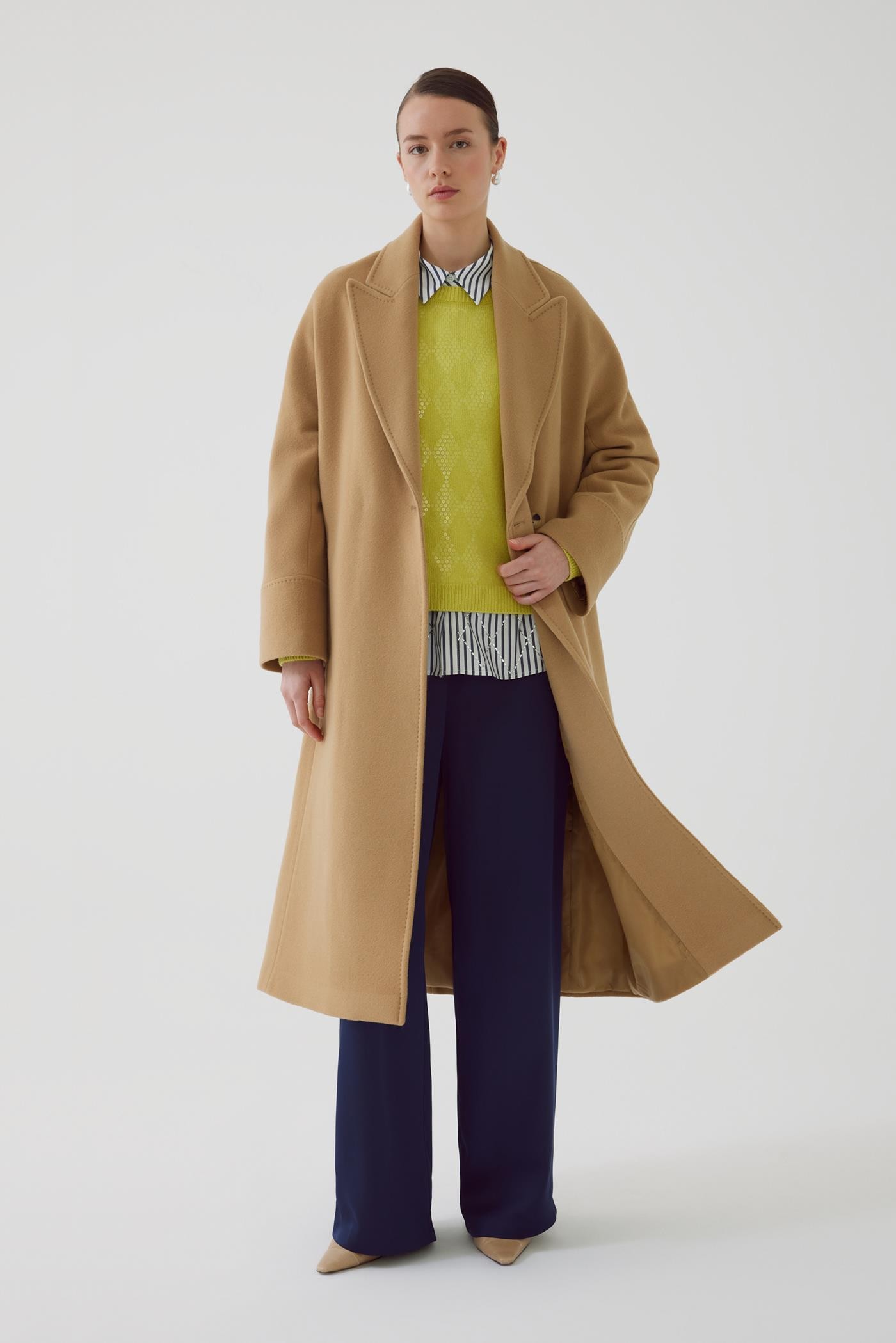 Double-breasted Regular Belted Cashmere Camel Coat