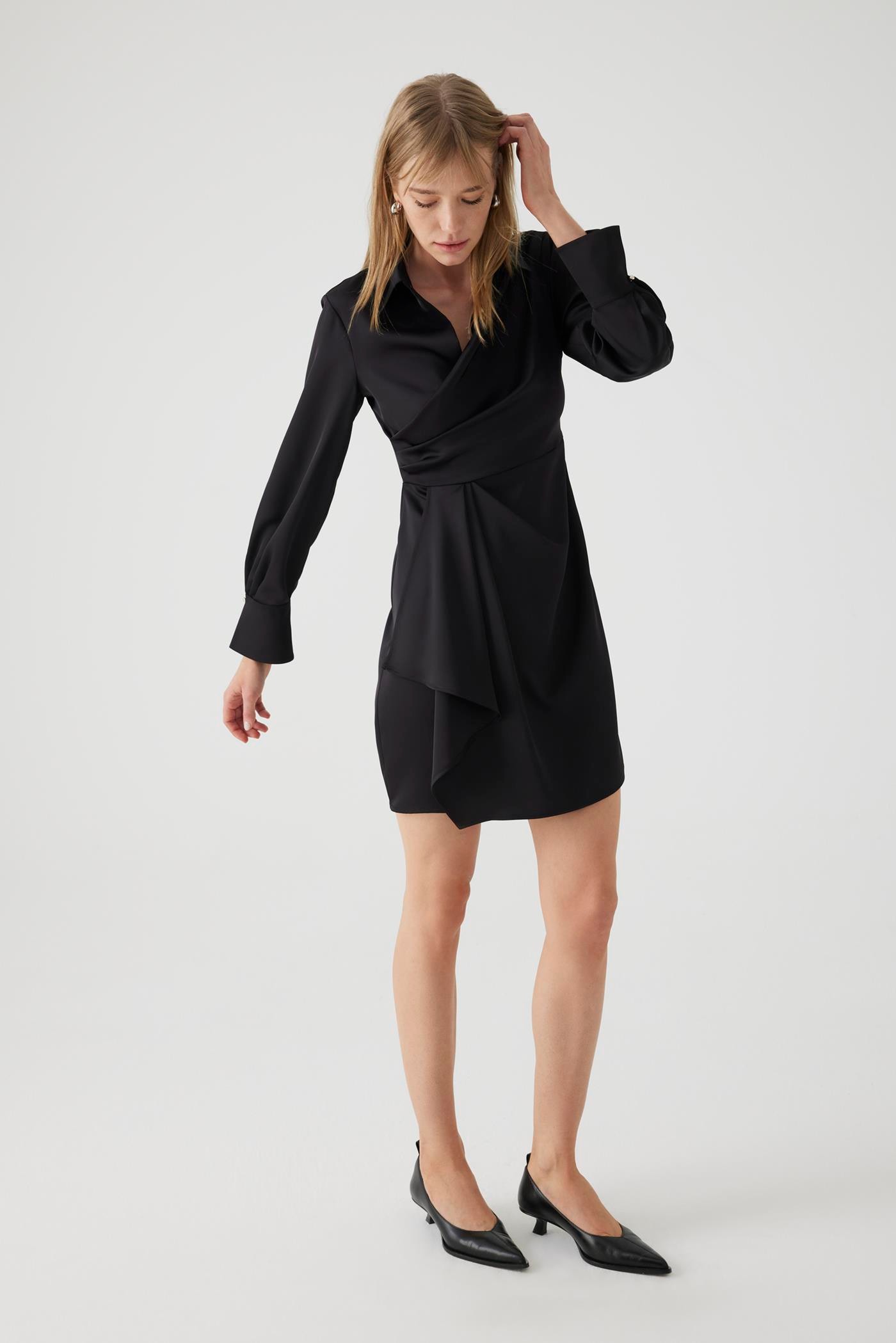 Mini Wrap Regular Black Dress