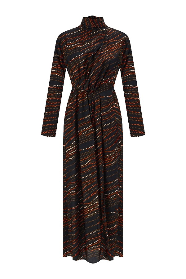 Patterned Dress with Waist Detail