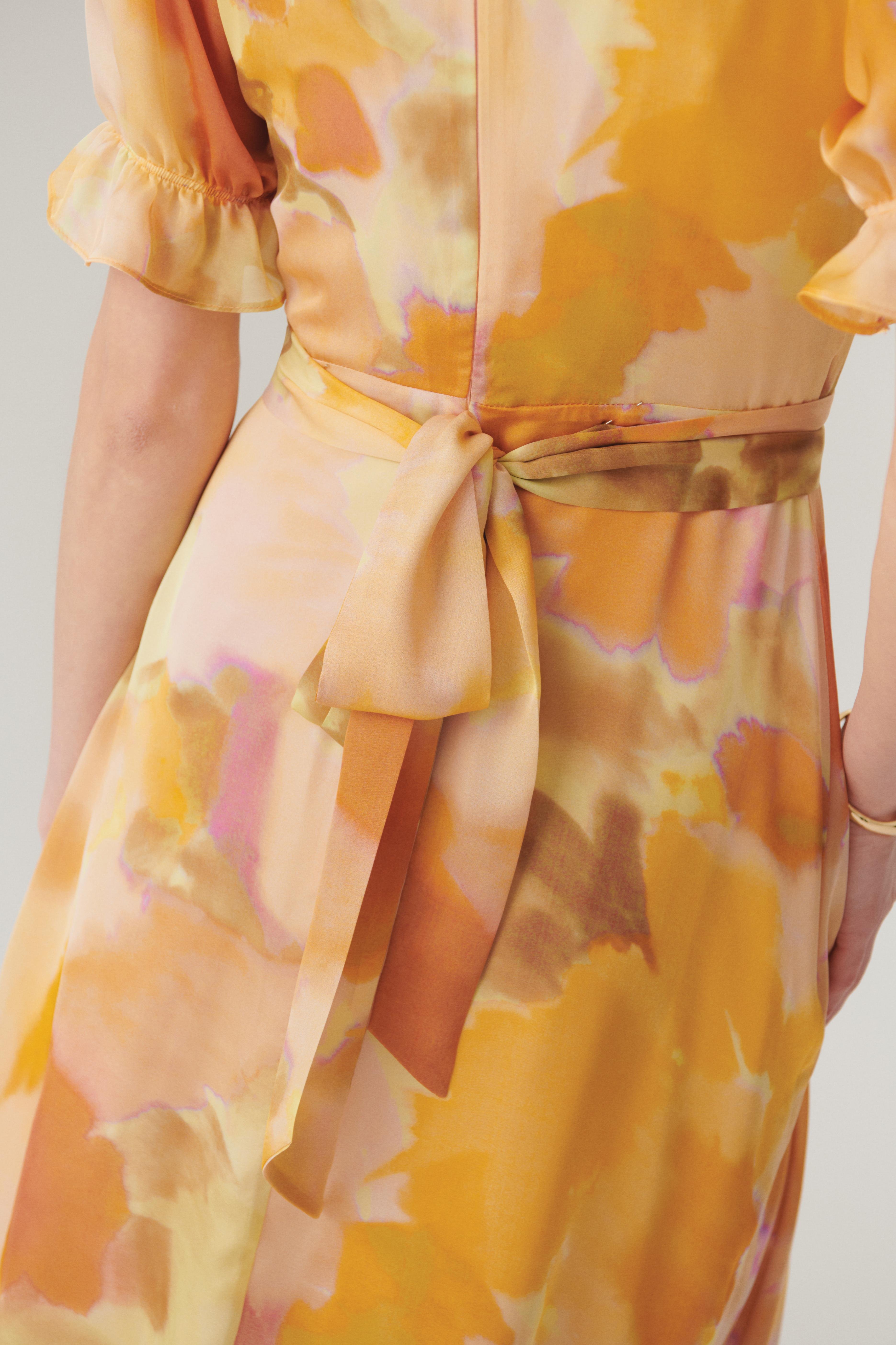 Serene Watercolor Ruffle Dress