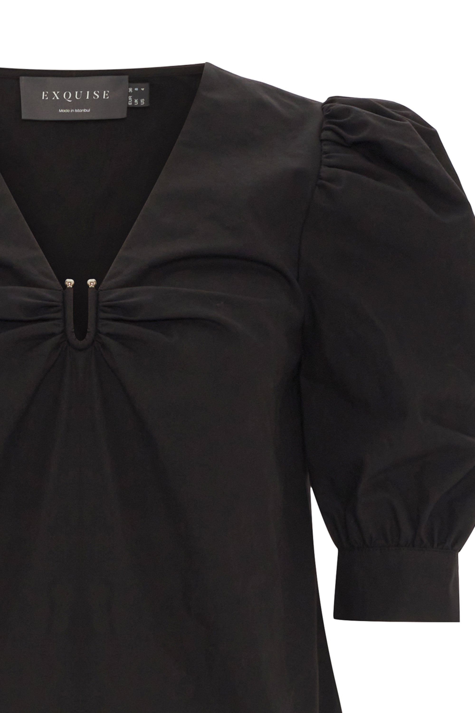 Balloon Sleeve V-Neck Detailed Blouse