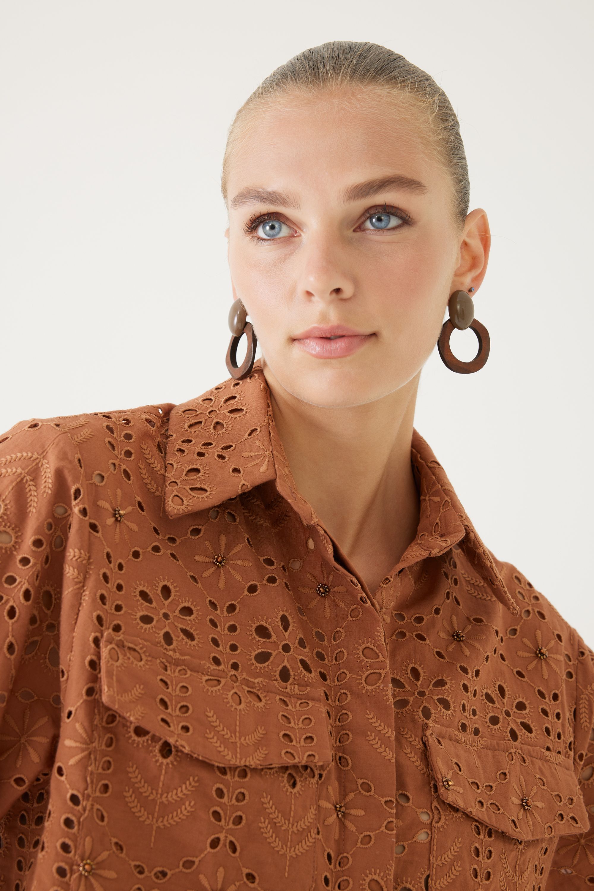 Lace Patterned and Cotton Shirt