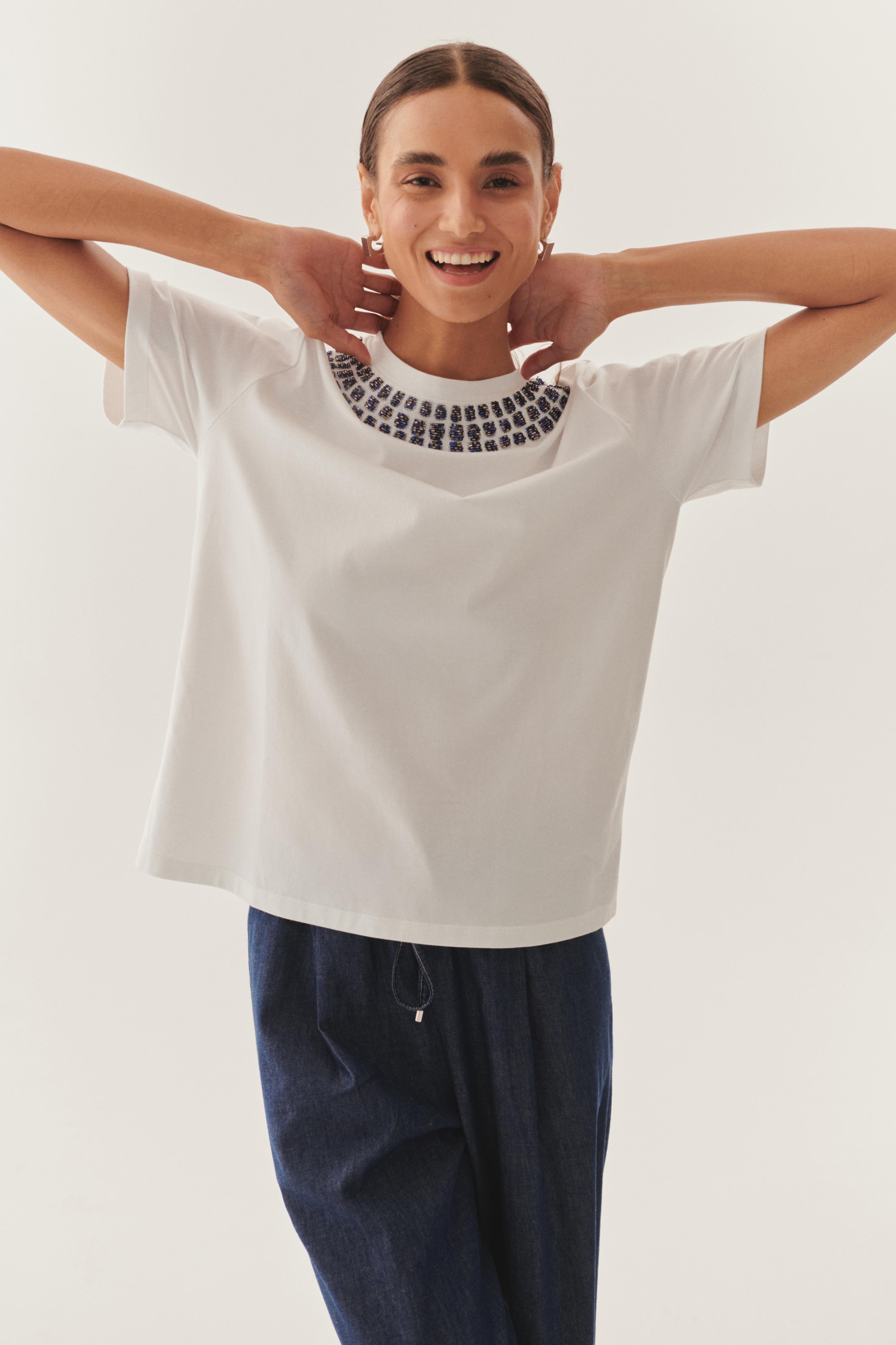 Crystal-Embellished Cotton Tee