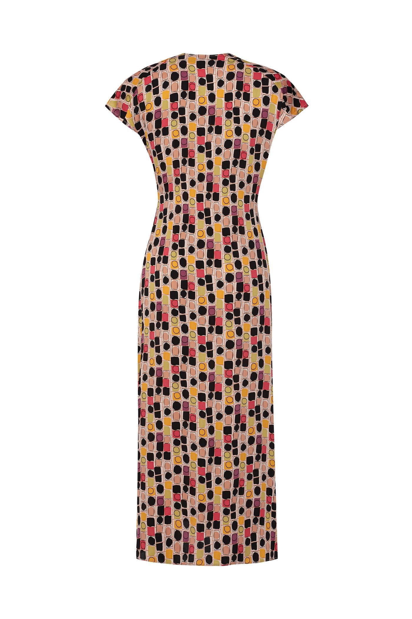 Geometric Patterned Double-breasted Dress