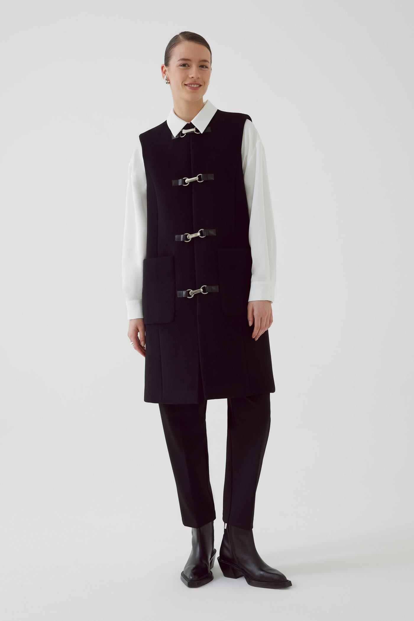 Wool Regular Black Vest