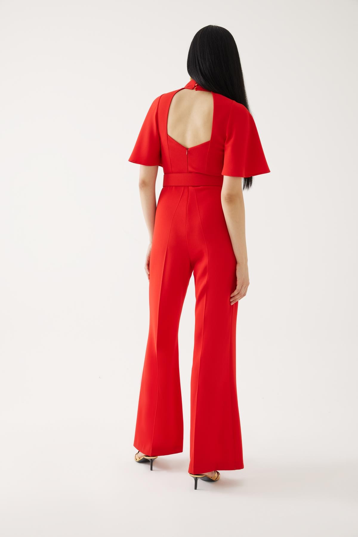 Red Jumpsuit with Turtleneck