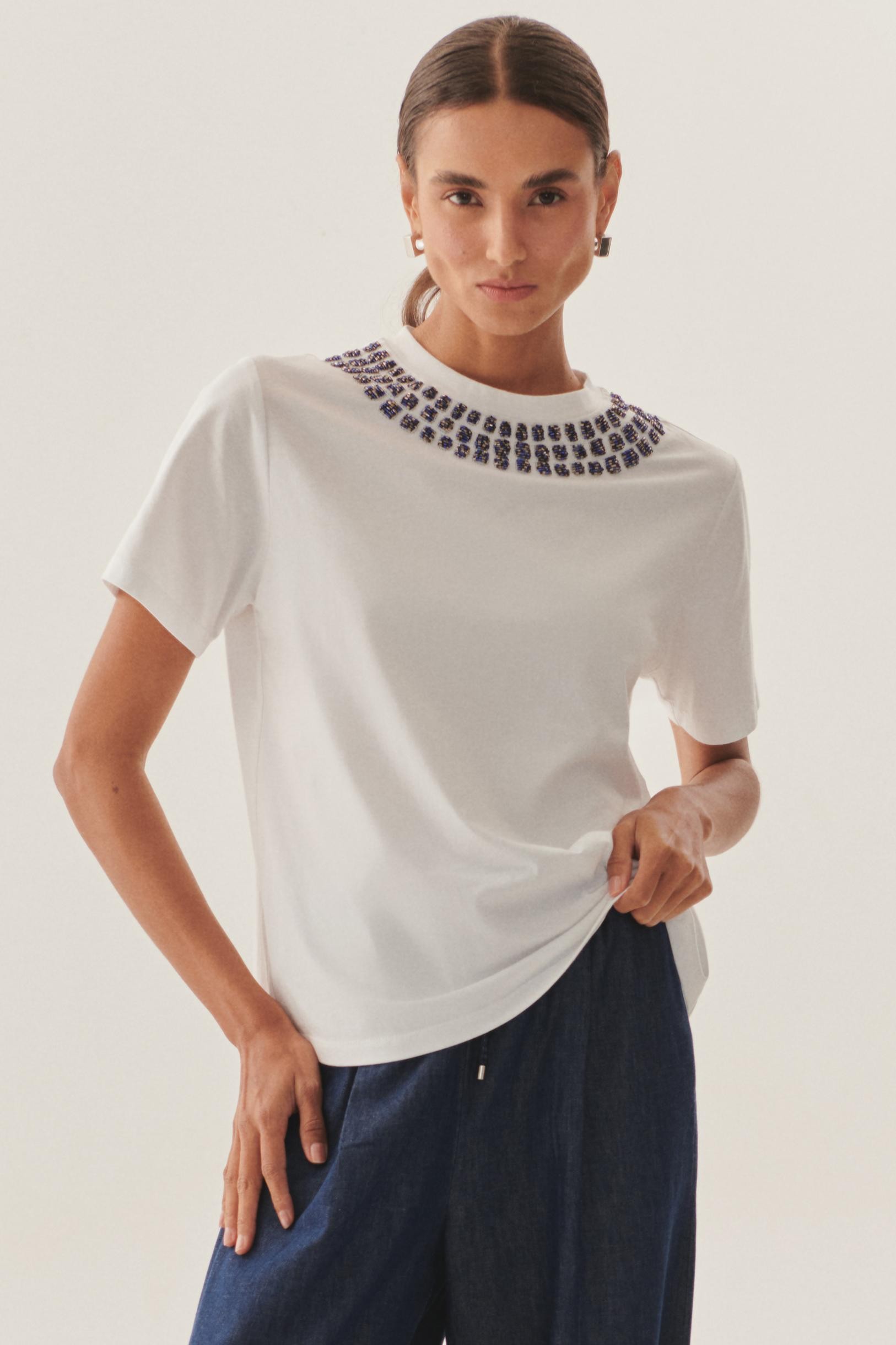 Crystal-Embellished Cotton Tee