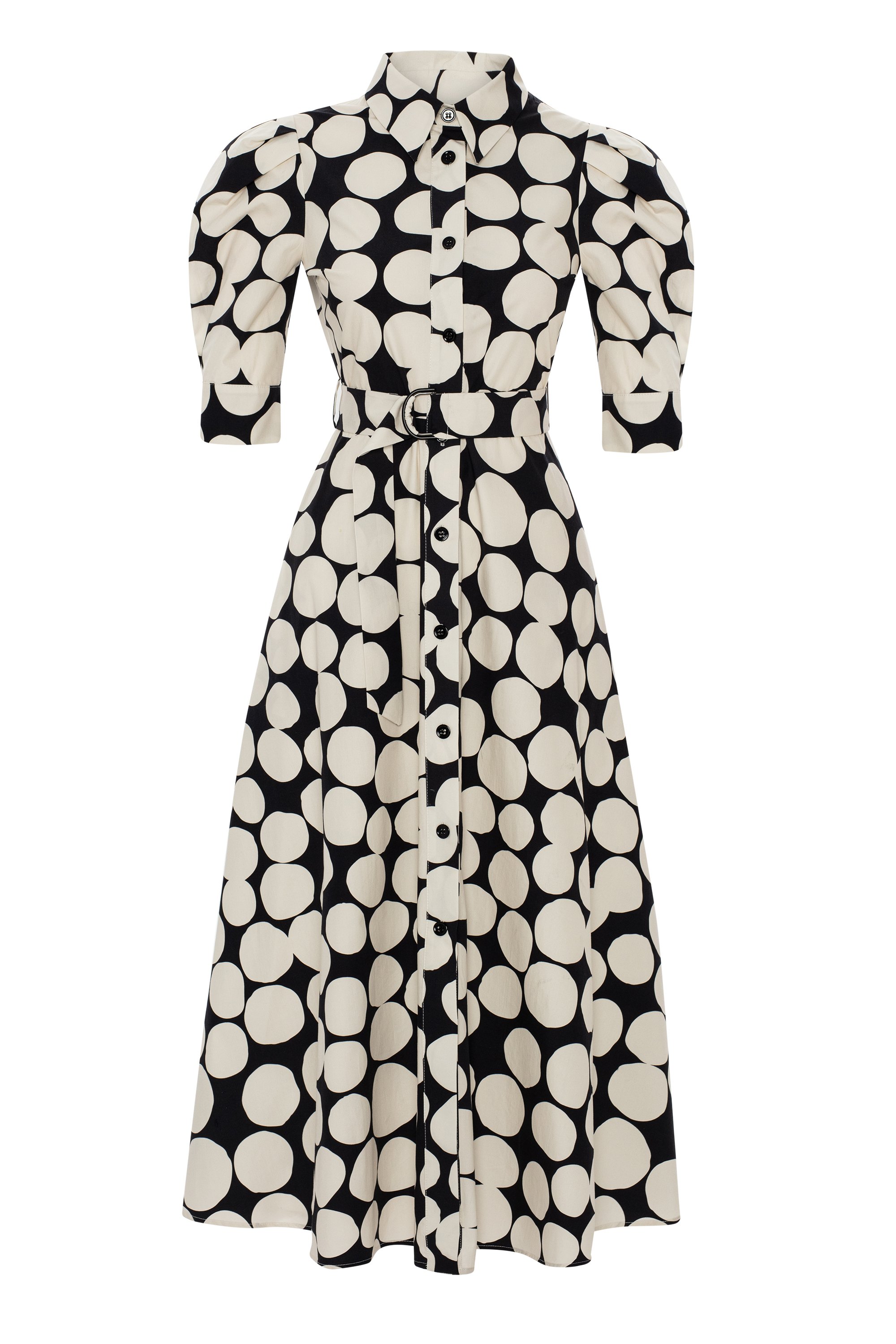 Polka Dot Patterned Men's Collar Dress