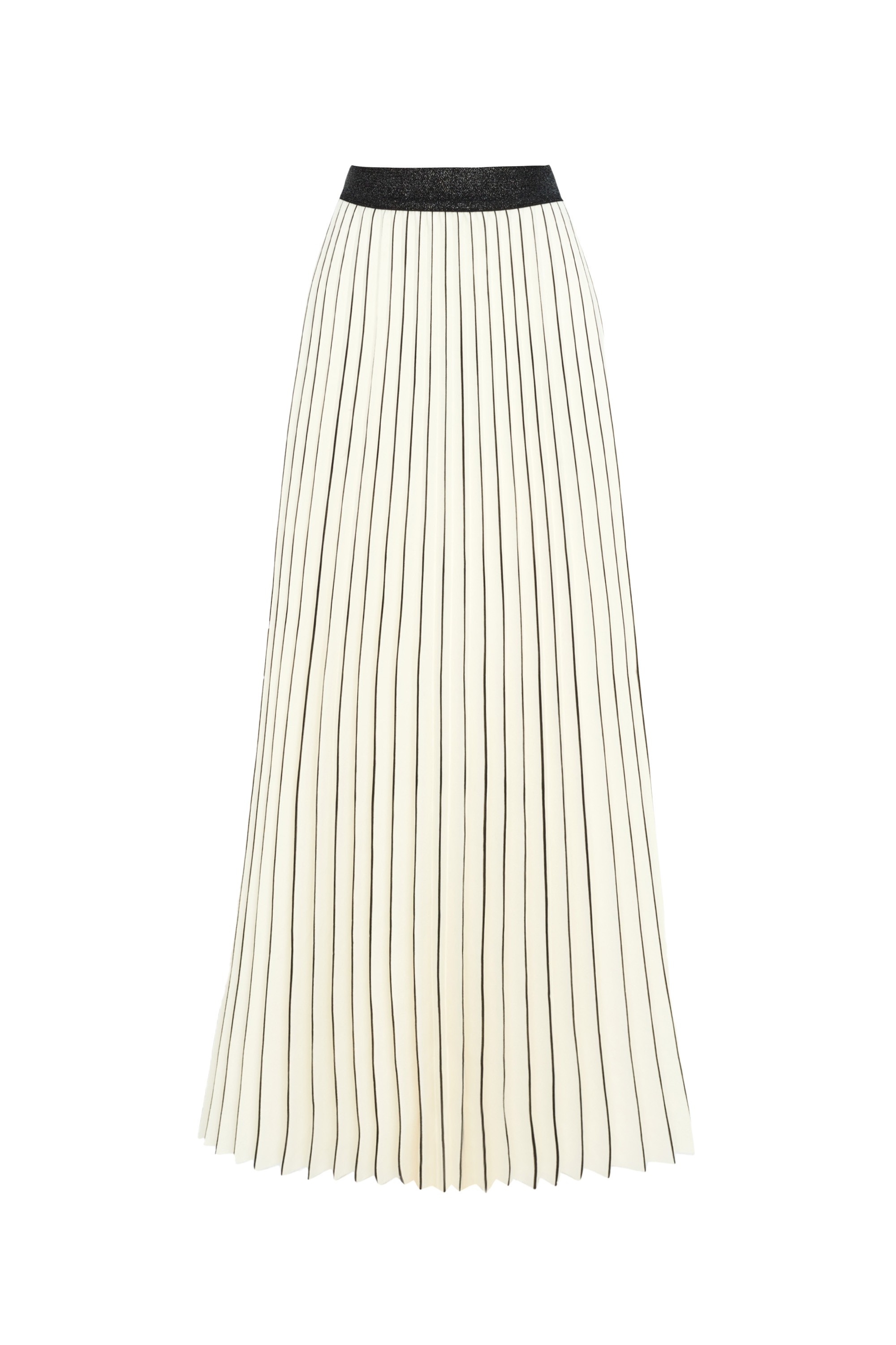 Pleated Regular Hand-Painted Bone Midi Skirt