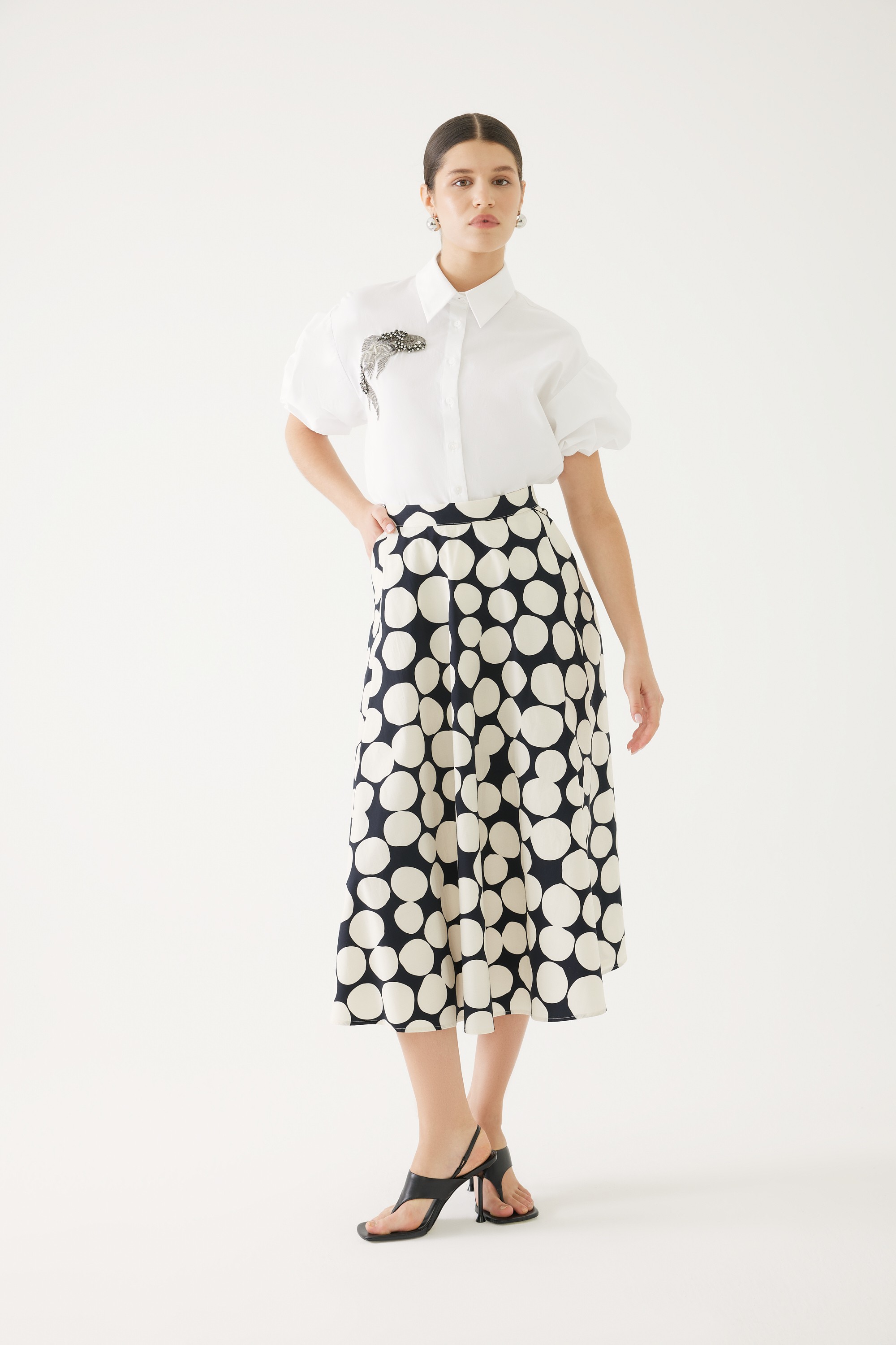 Midi Length Flared Skirt