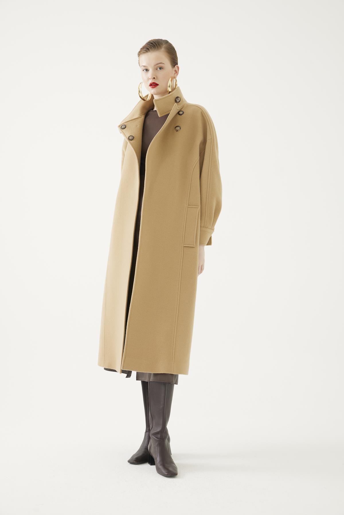 High Neck Cashmere Coat