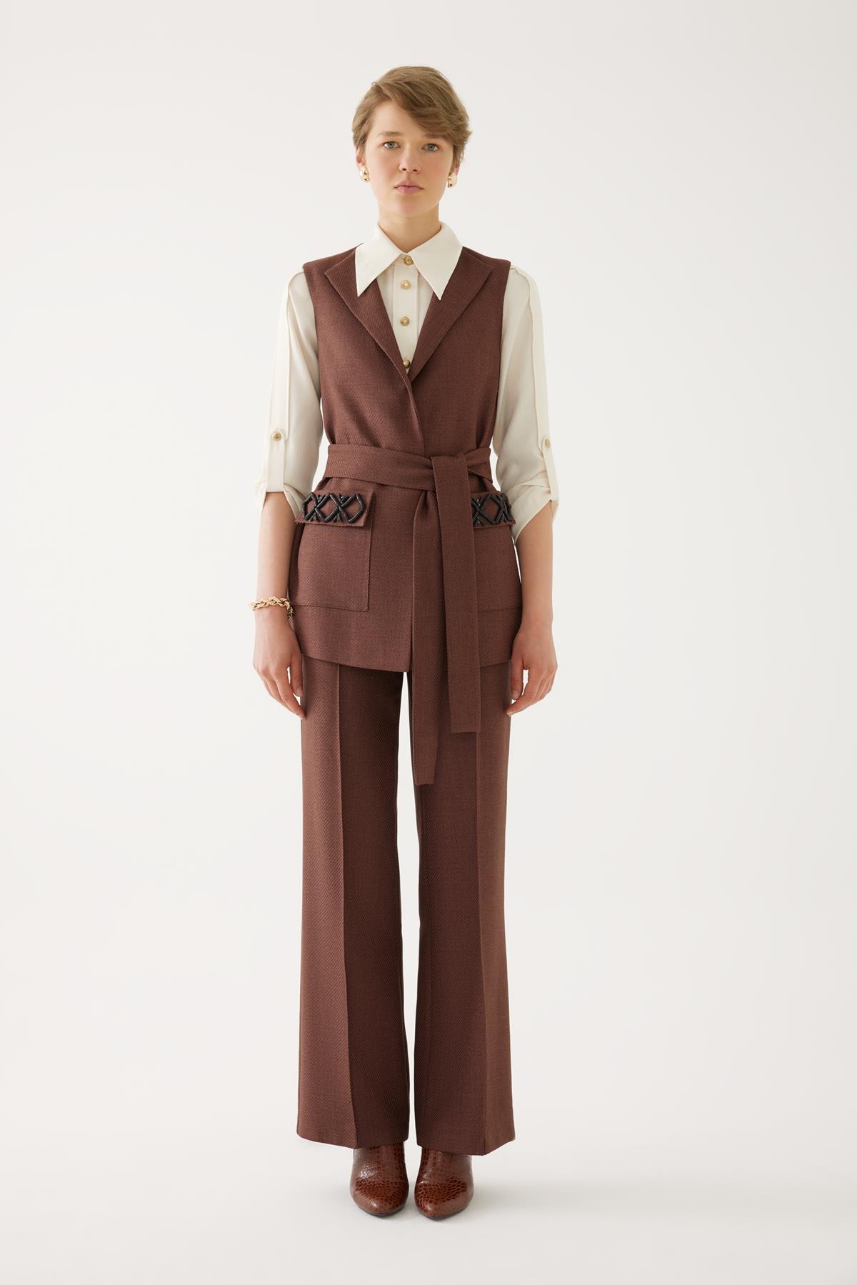 Double Pocket Belted Vest