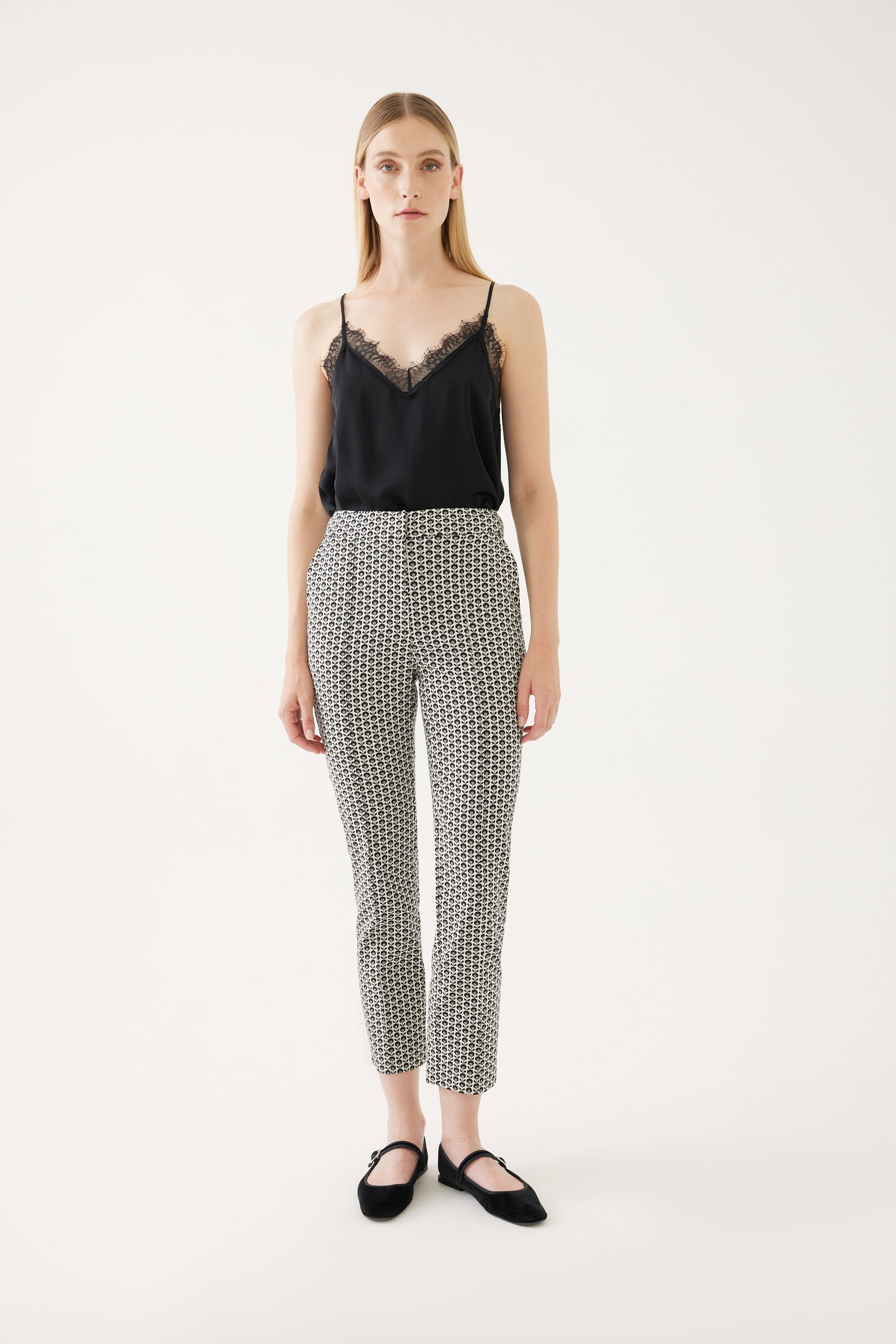 Patterned Cigarette Pants