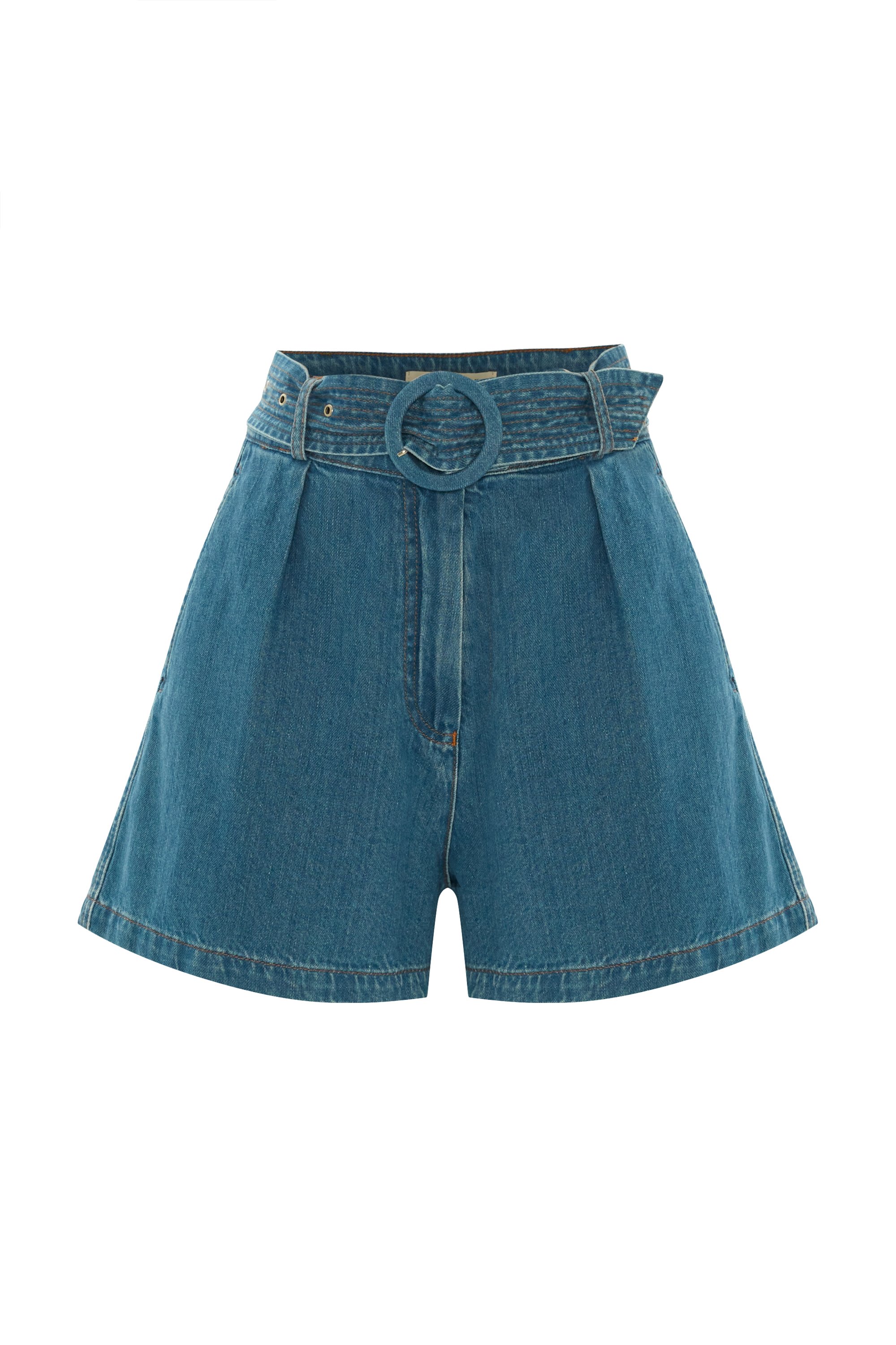 Belted Jean Look Comfortable Shorts Model