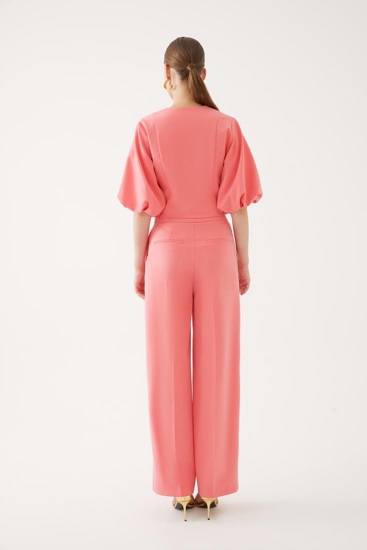 Chain Belted and Lined Fabric Trousers