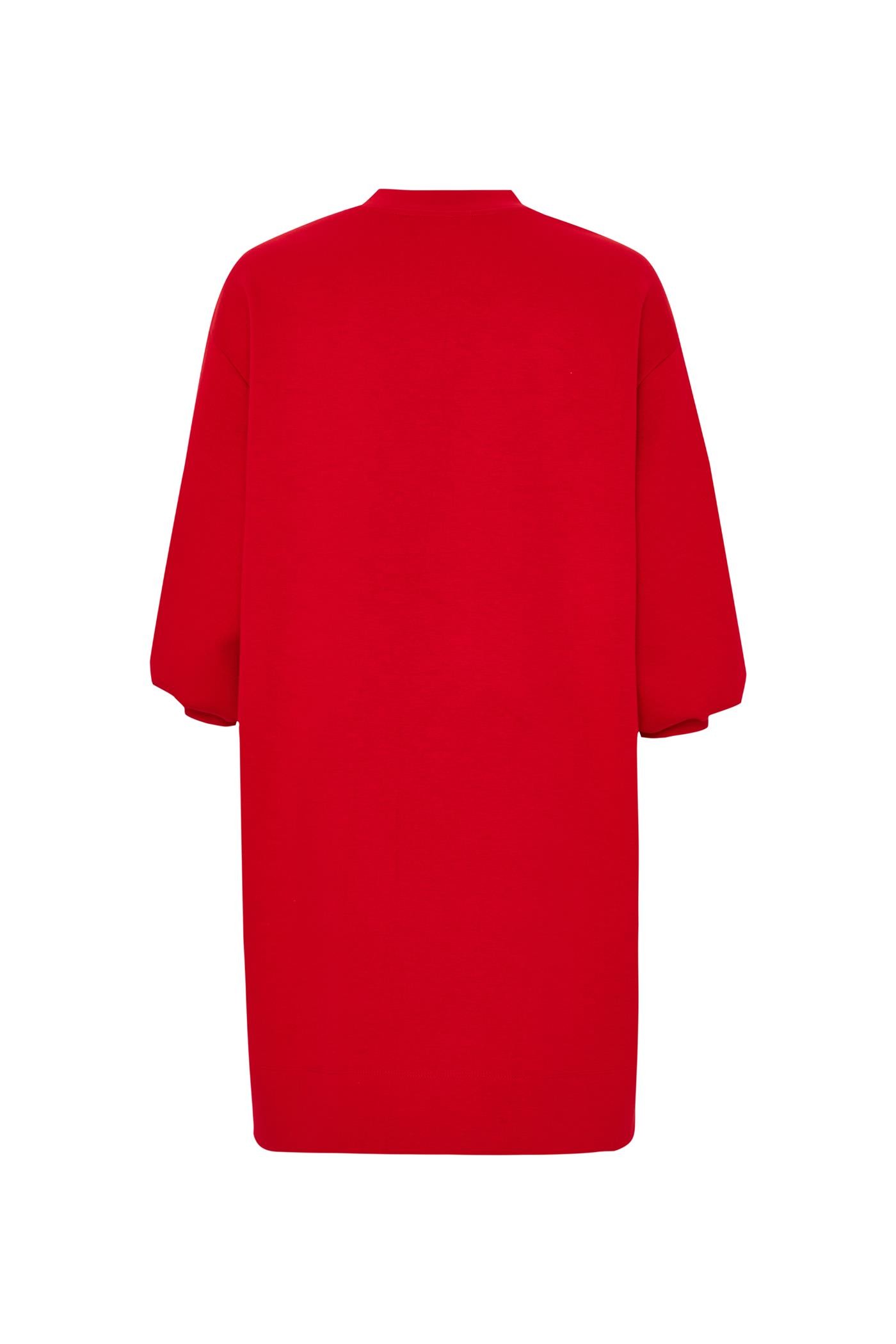 Embroidered Oversized Lycra Red Knit Dress