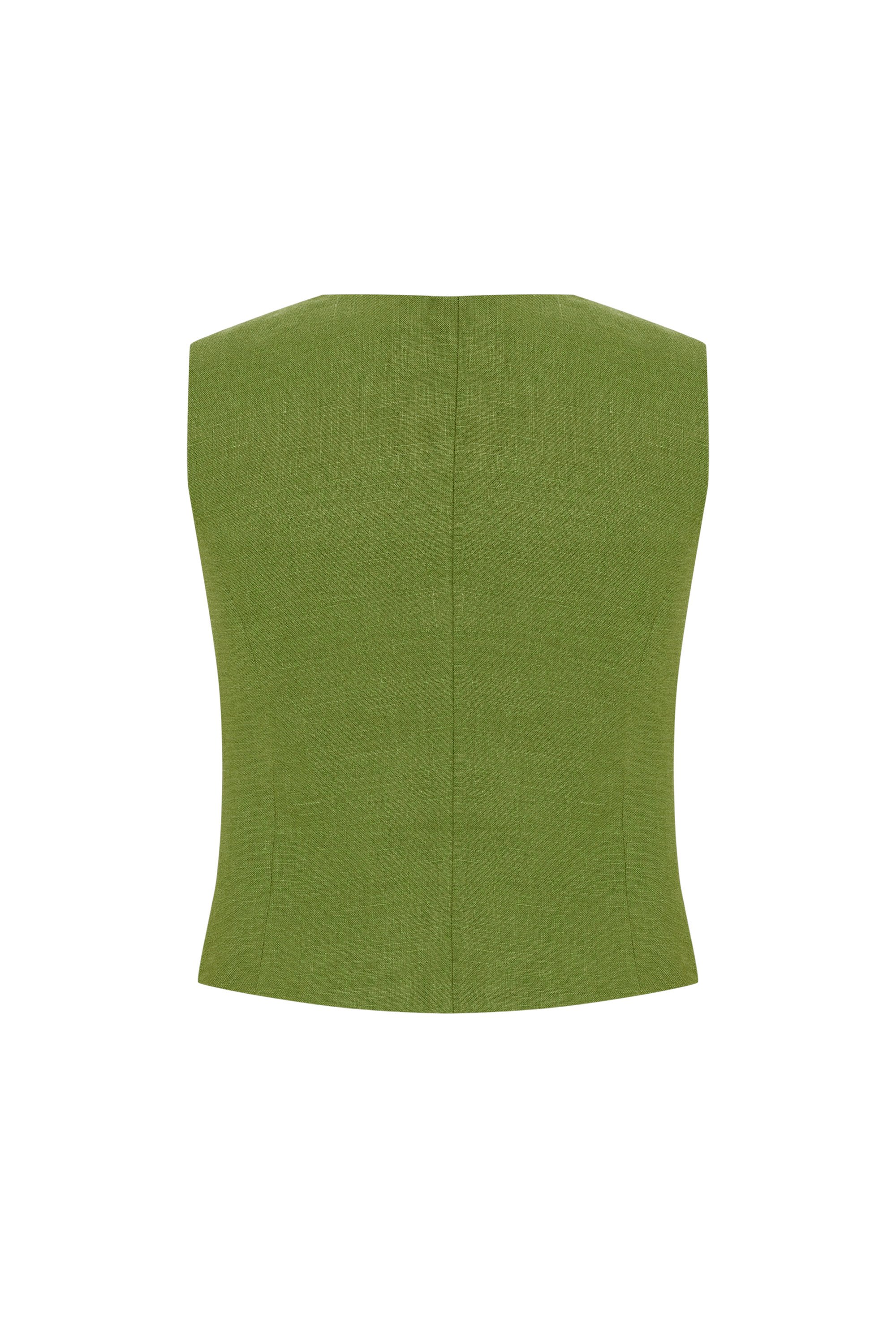 Pistachio Green Linen Vest