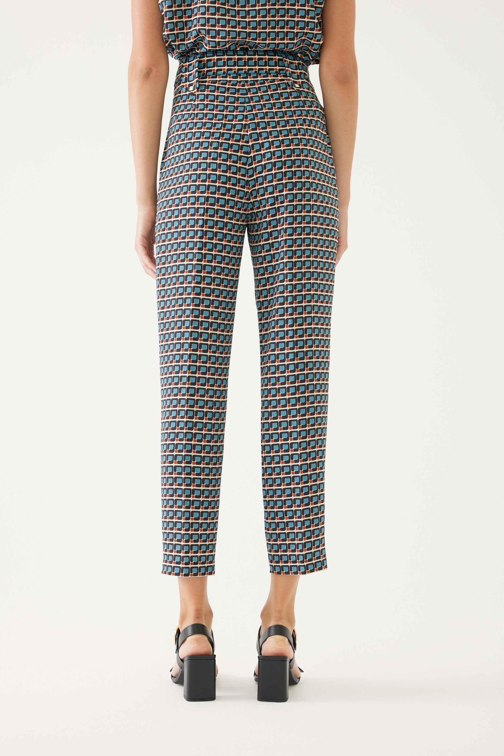 Mixed Patterned Ankle-Cut Trousers