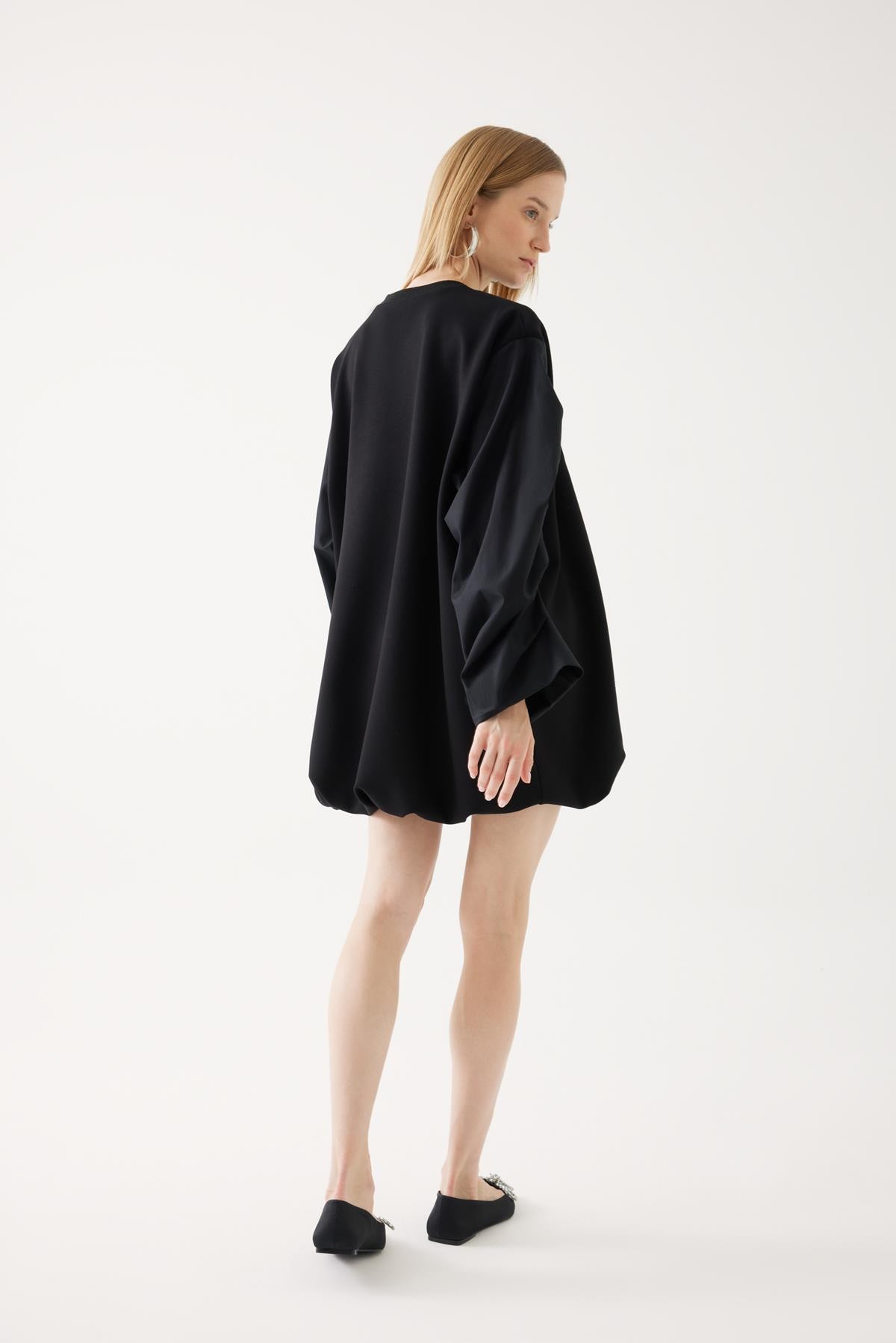 Collar Embroidered Oversize Knitted Dress