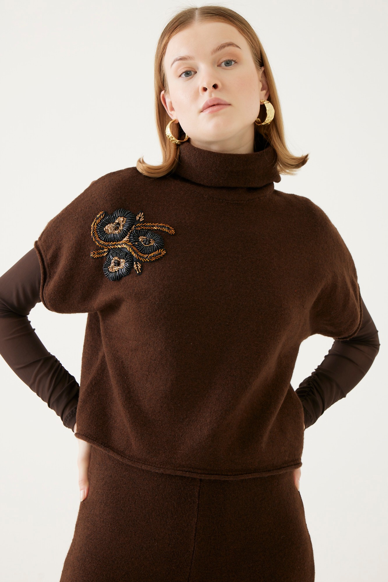 Knitted Blouse with Embroidery Detail