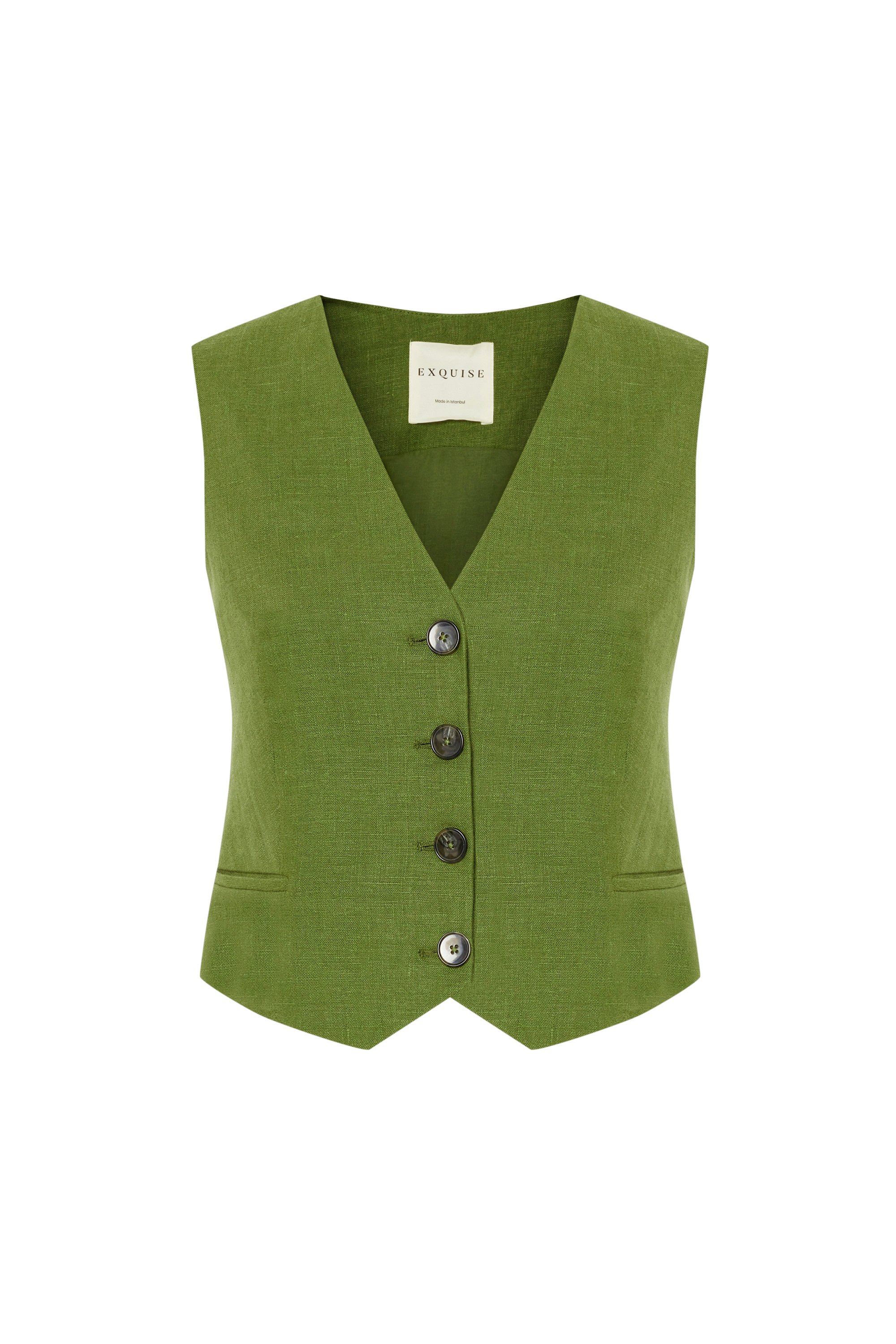 Pistachio Green Linen Vest