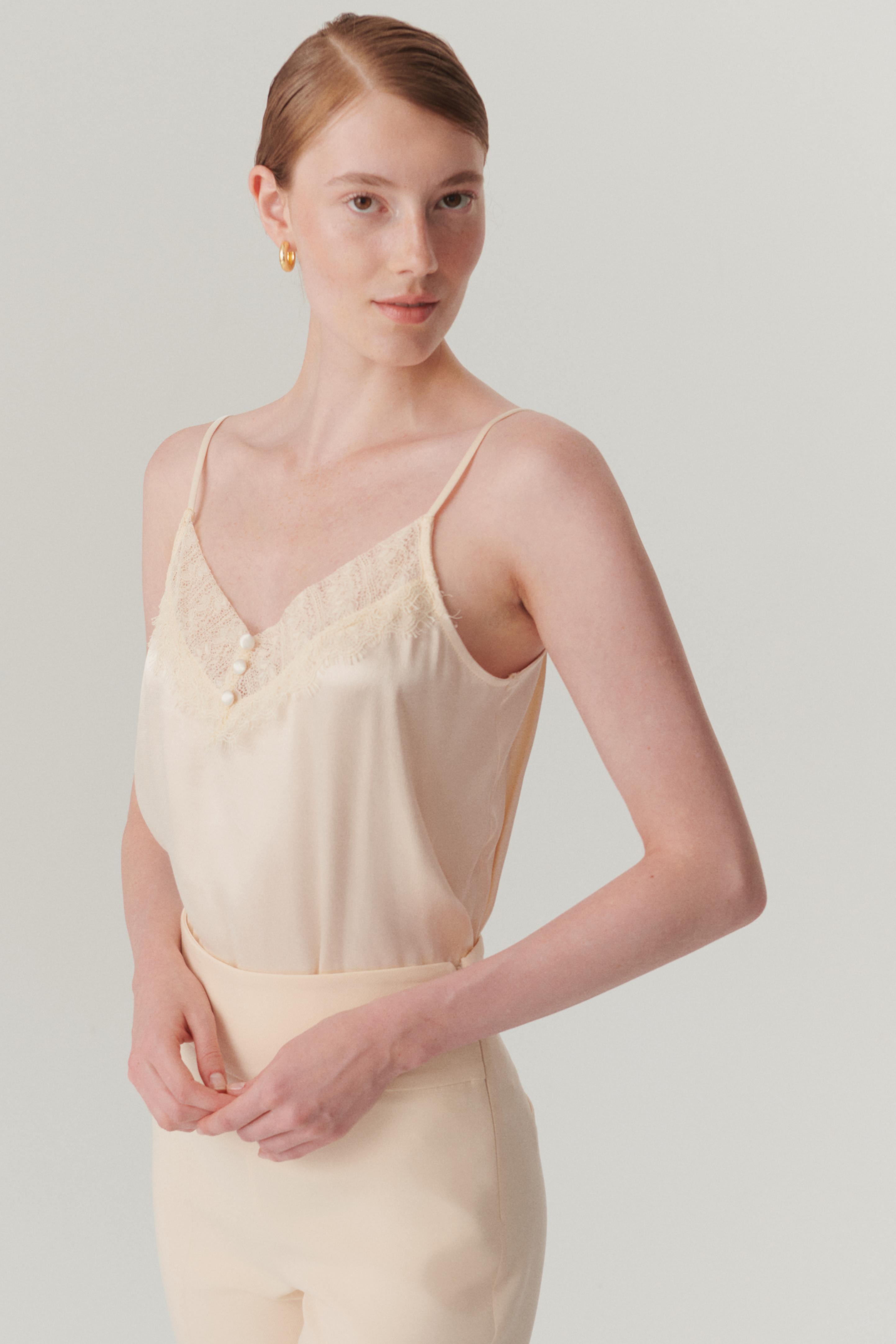 Lace-Trim Satin Camisole