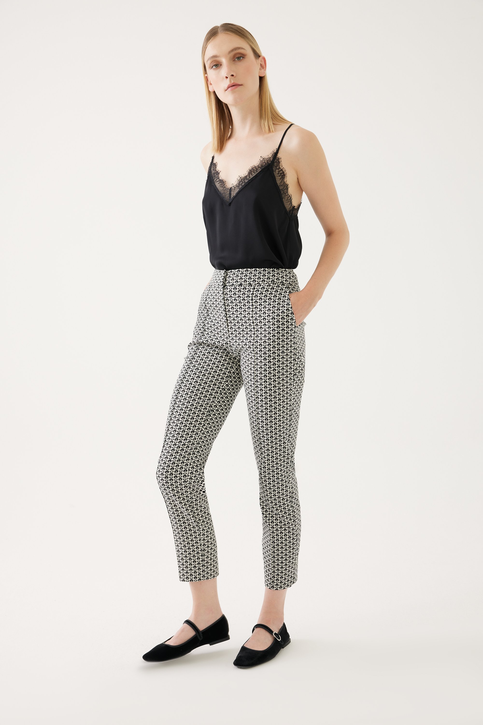 Patterned Cigarette Pants