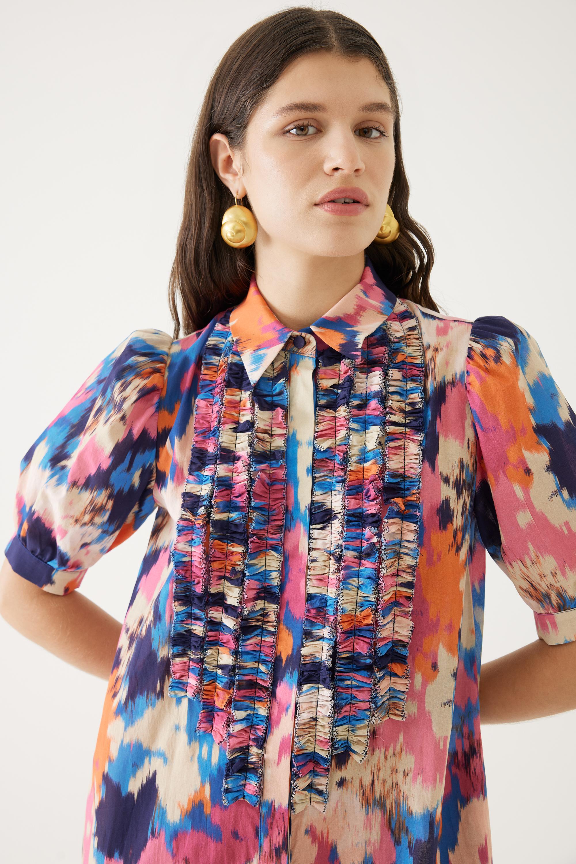 Abstract Patterned Shirt Dress