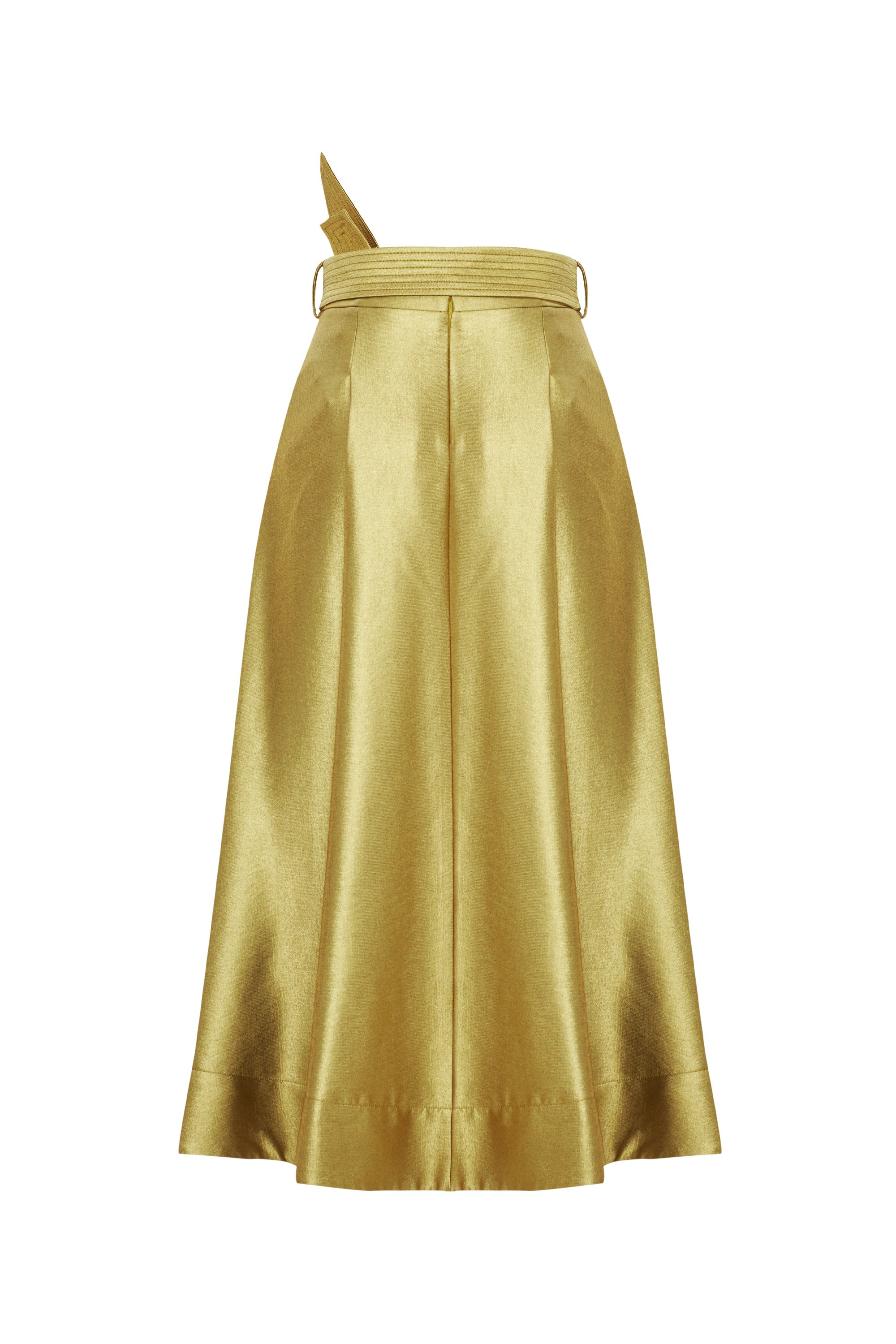 Belt Detail Regular Gold Midi Skirt