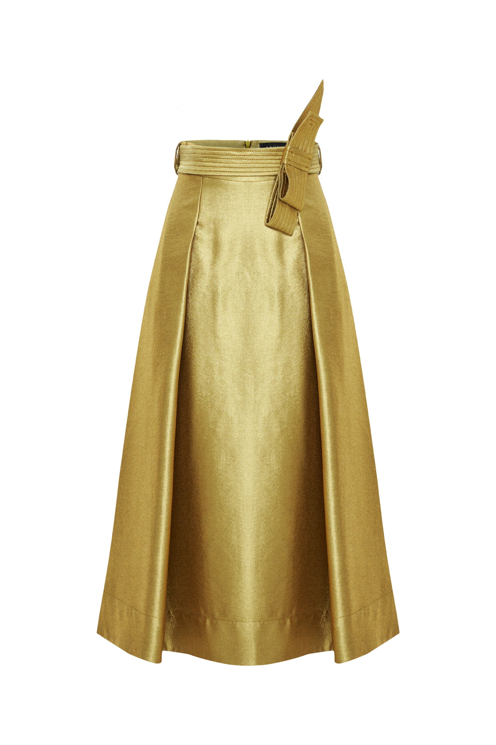 Belt Detail Regular Gold Midi Skirt