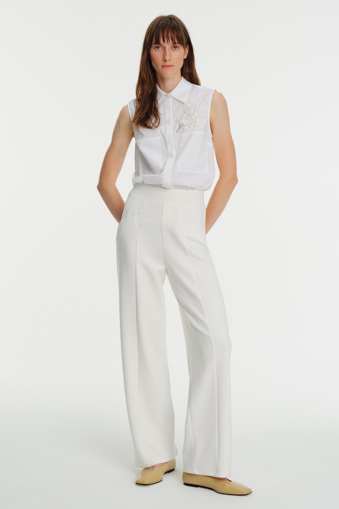 Palazzo Knitted Pants with Elastic Waist 1