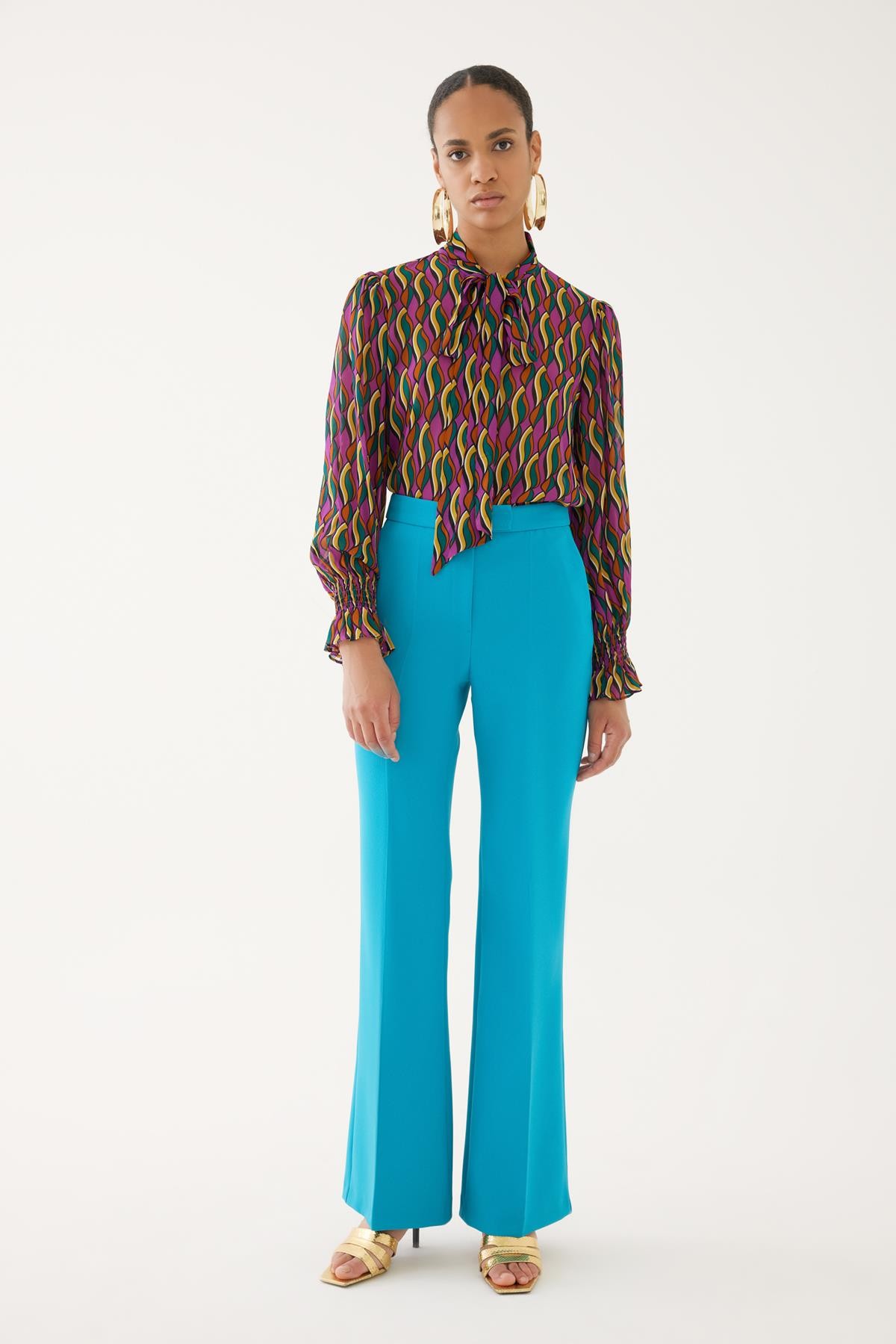 Turquoise High Waist Pants