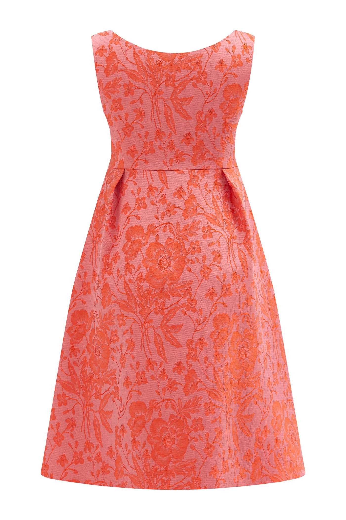 Flower Patterned Bow Detailed Pleated Dress