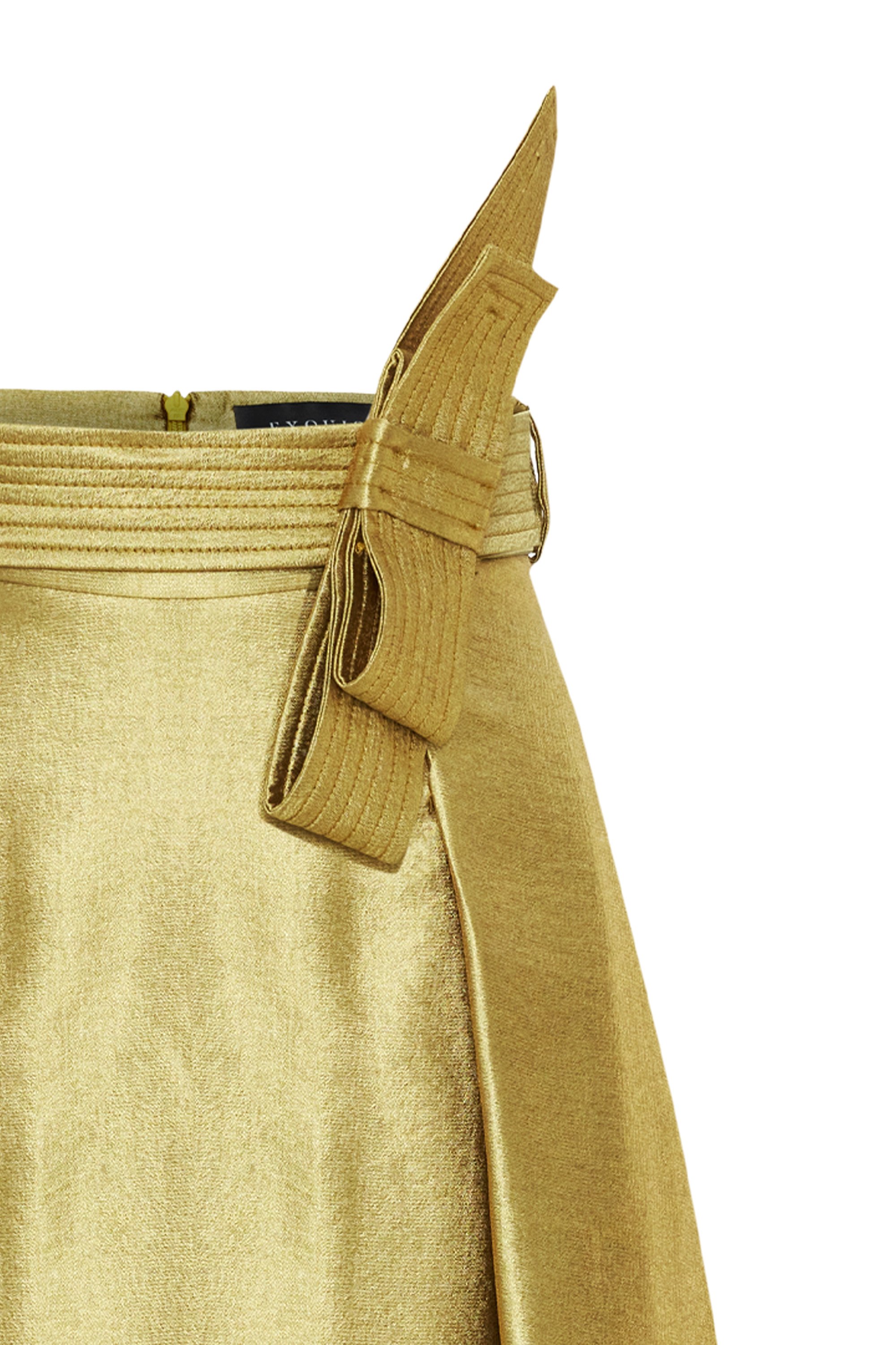 Belt Detail Regular Gold Midi Skirt