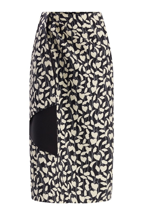 Patterned High Waist Midi Skirt