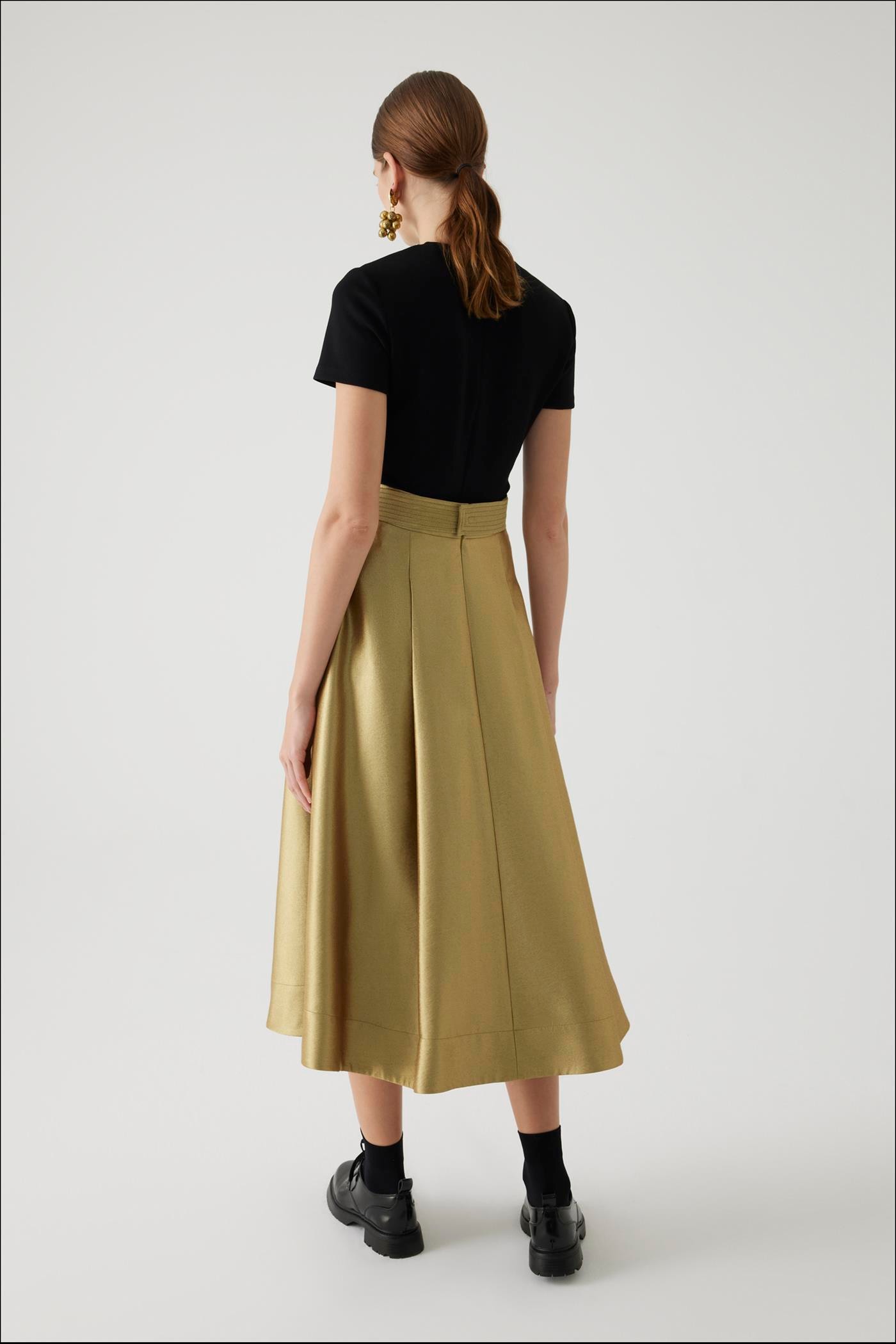 Belt Detail Regular Gold Midi Skirt