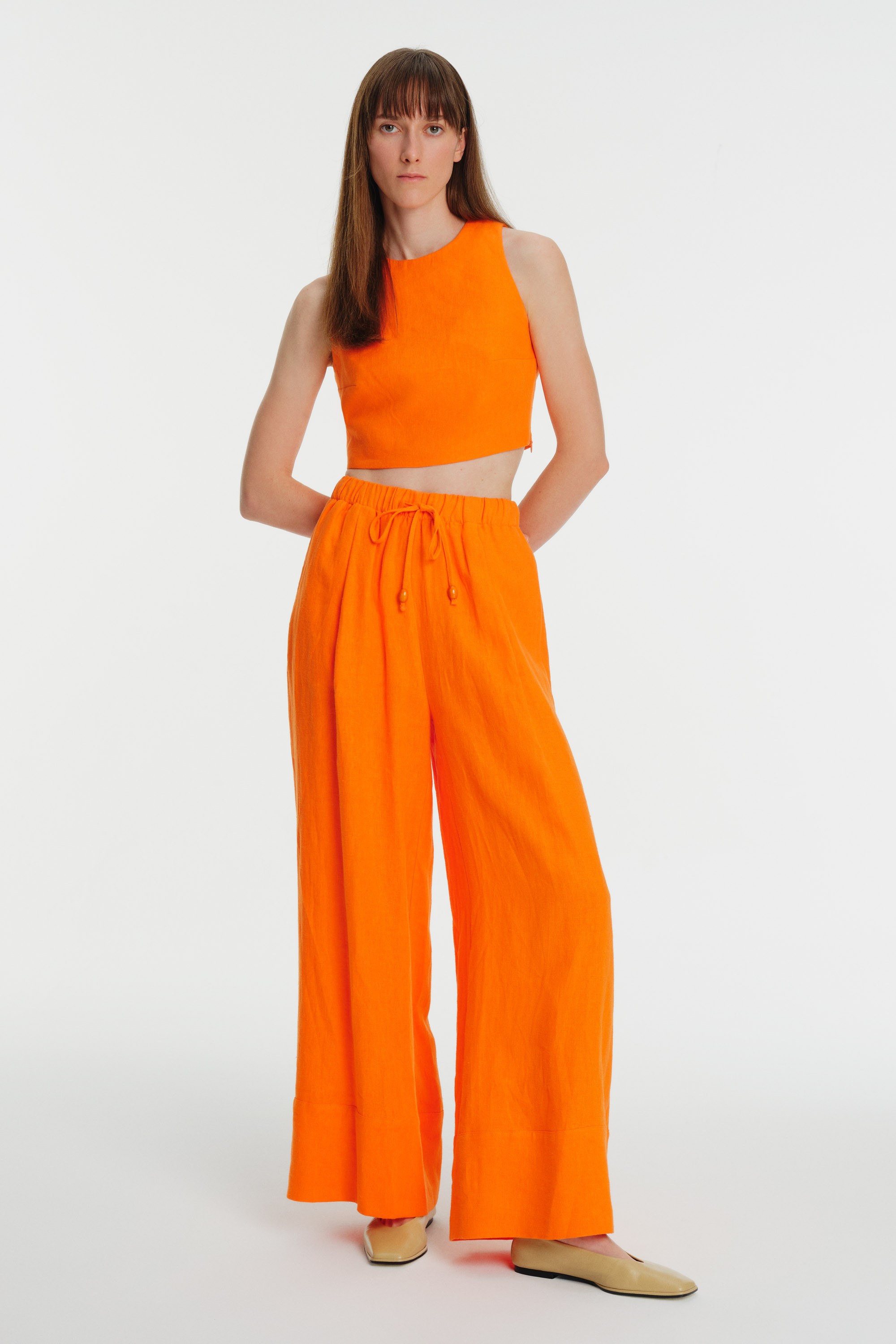 High-Waisted Linen Palazzo Pants