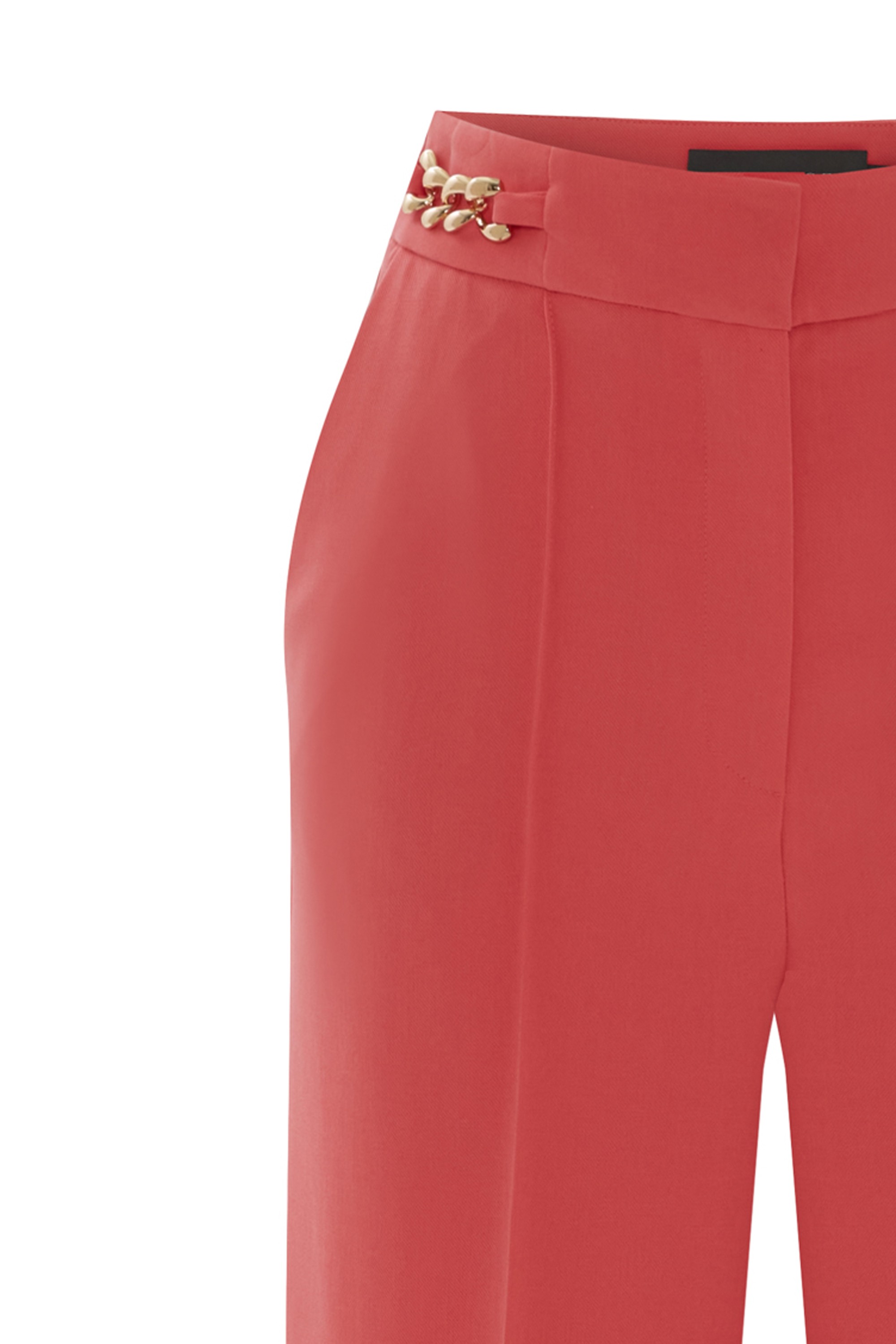 Chain Belted and Lined Fabric Trousers